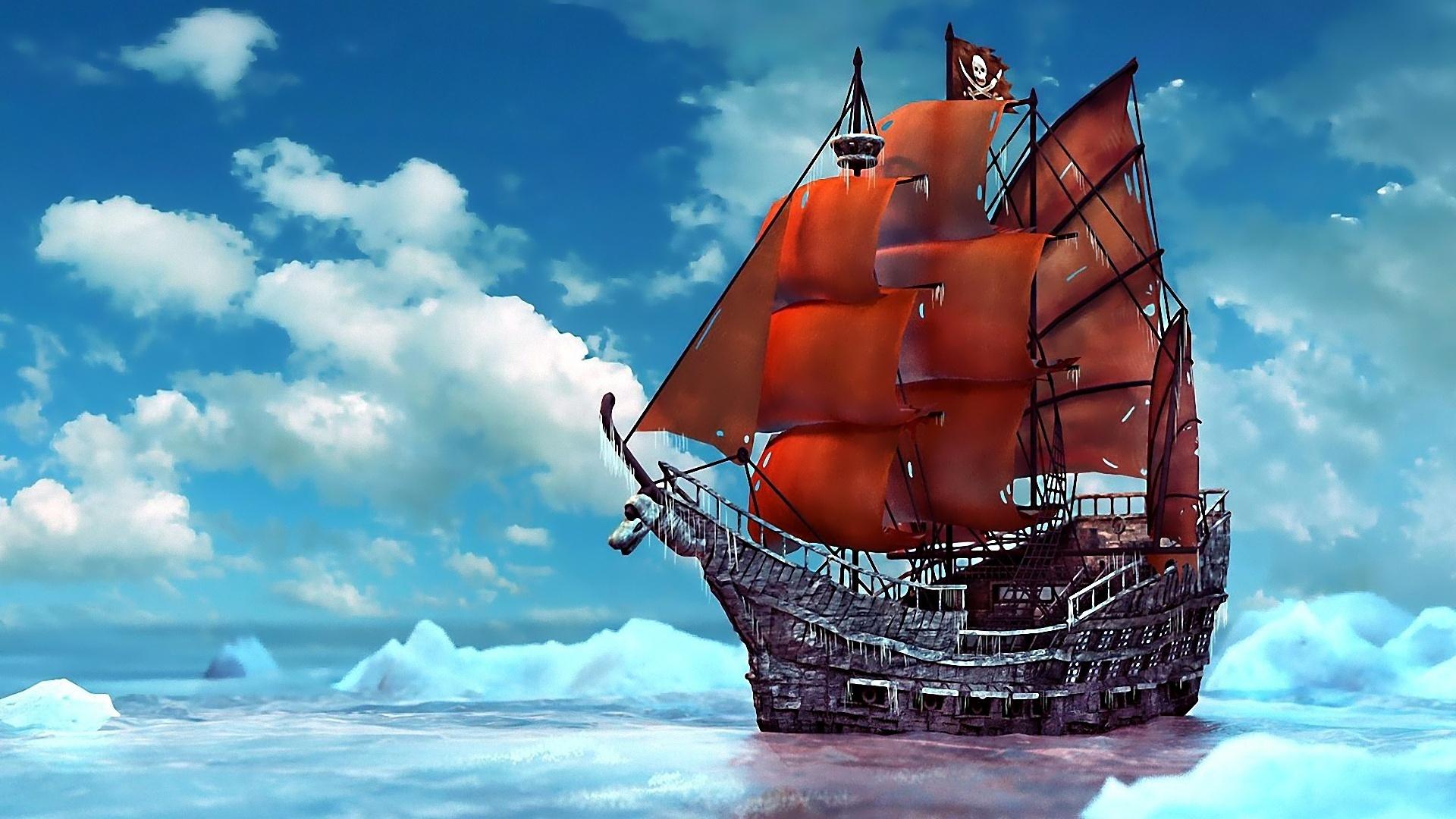 1920x1080 pirate, Ship, Ice, Snow, Ship, Ships, Boat, Boats, Pirates, Ocean, Sea, Fantasy Wallpaper HD / Desktop and Mobile Background