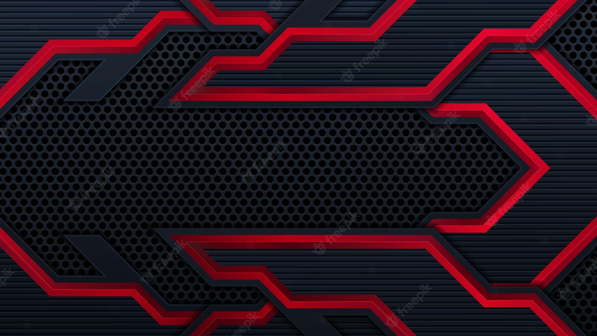 2000x1125 Premium Vector. Abstract futuristic black and red gaming background with modern esport shapes. vector design template technology concept can use element game banner, sport poster, cyber wallpaper, web, advertising