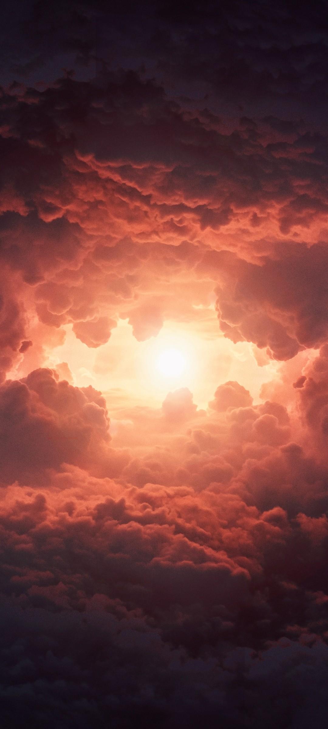 1080x2400 Sun Between Sky Wallpaper