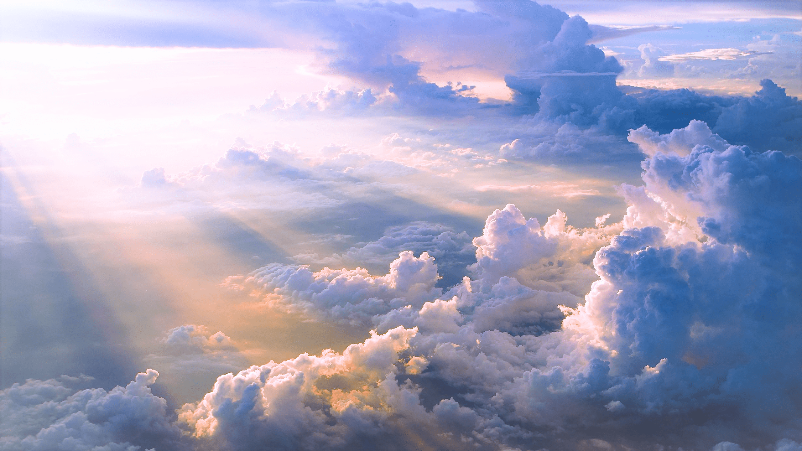 2560x1440 sky, white, clouds, blue, Sun Gallery HD Wallpaper