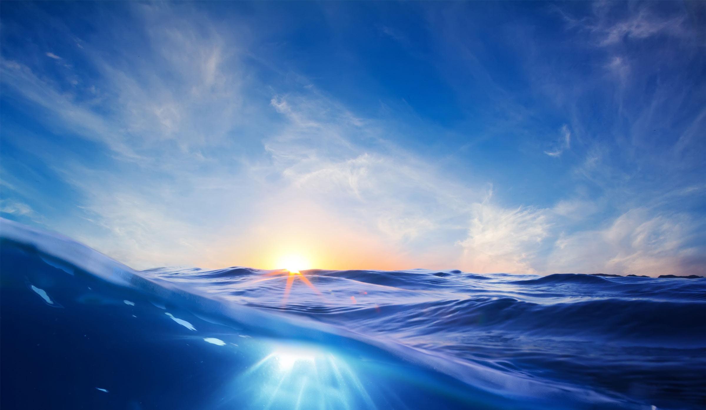 2400x1395 Blue Close Up Earth Ocean Sky Sun Wave HD WALLPAPER For Your XFCE Desktop