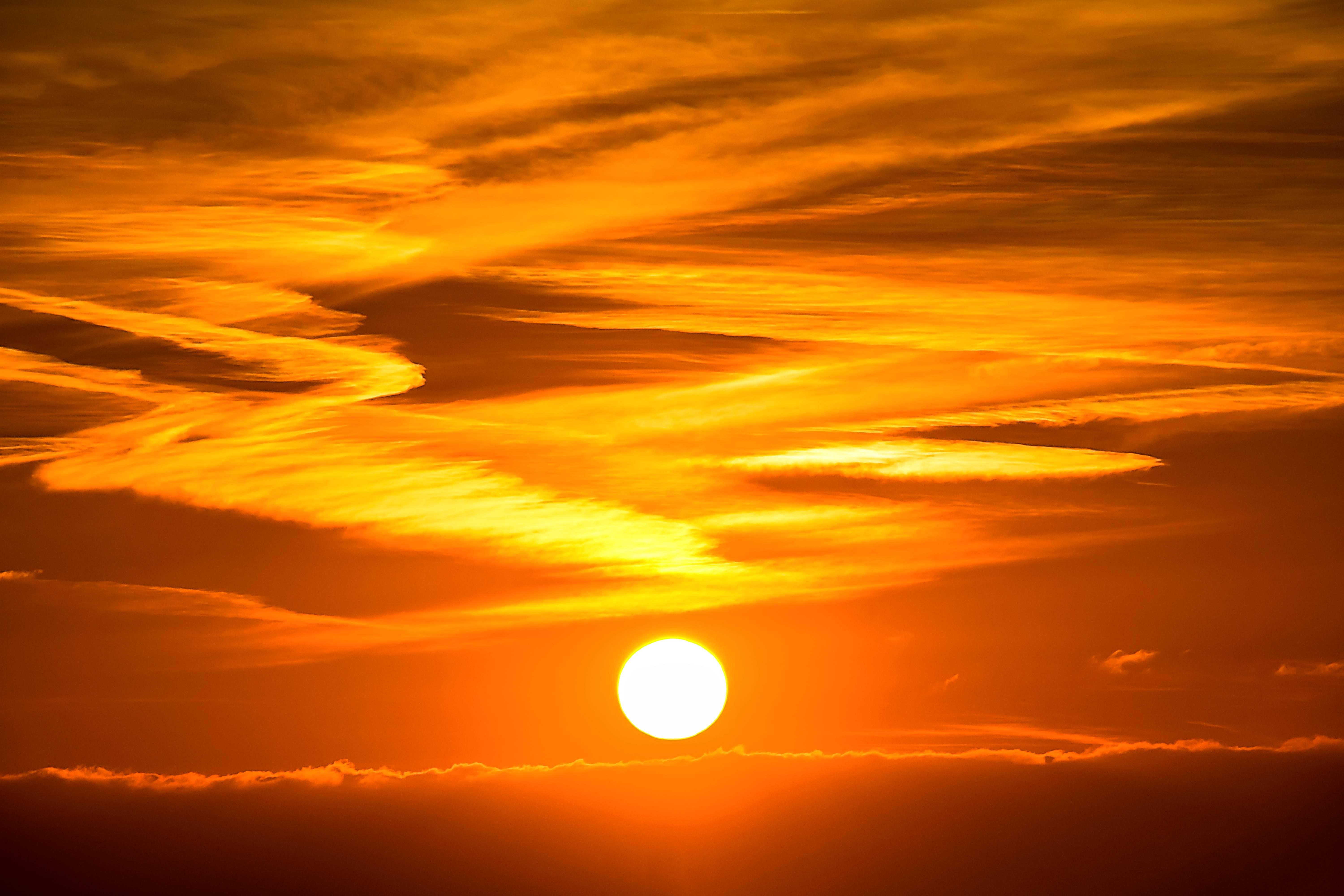 6000x4000 sunset, abendstimmung, sun, setting, evening, sun, sky Gallery HD Wallpaper