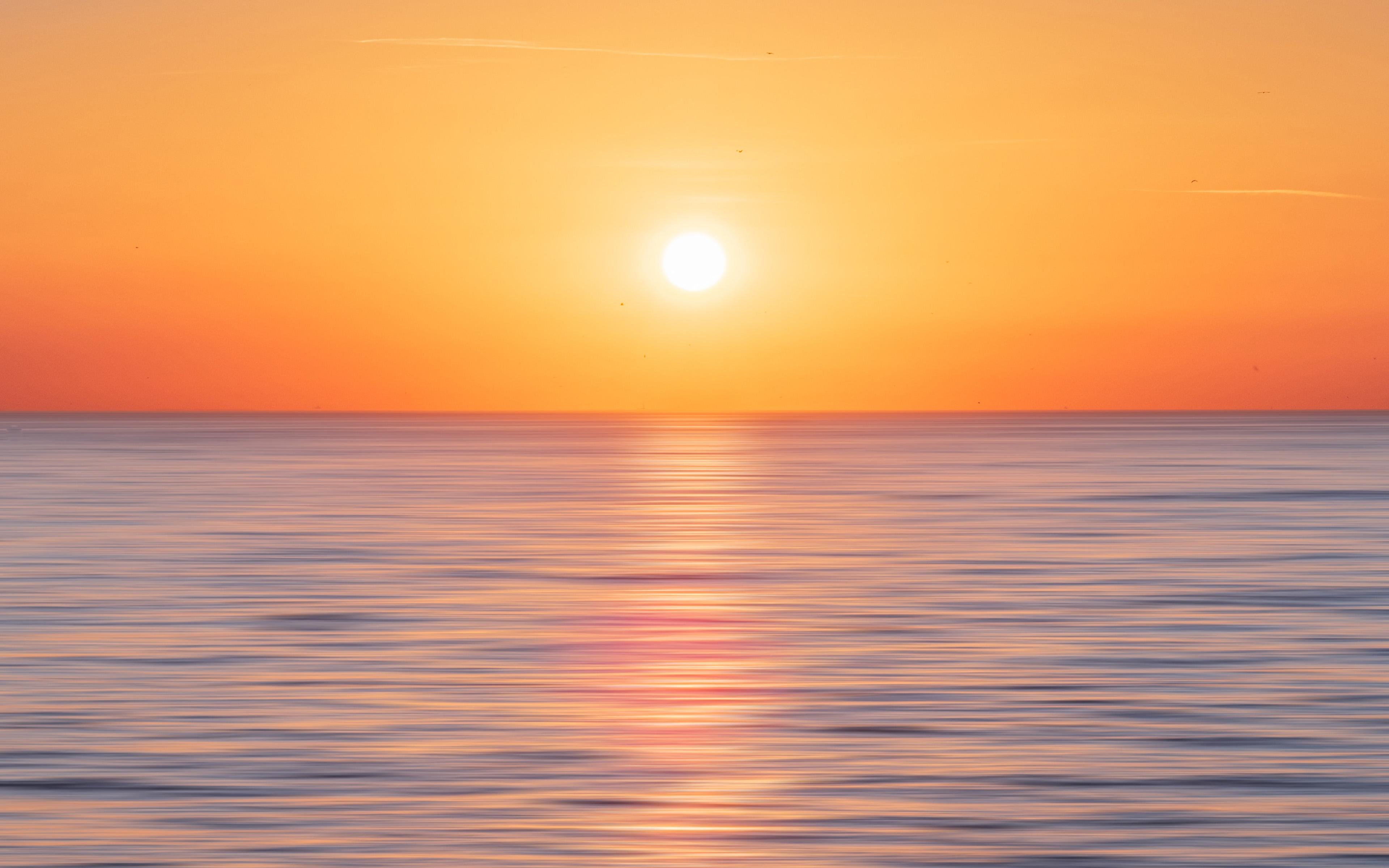 3840x2400 Nature Sun Sunset Sea Sky Ocean Wallpaper