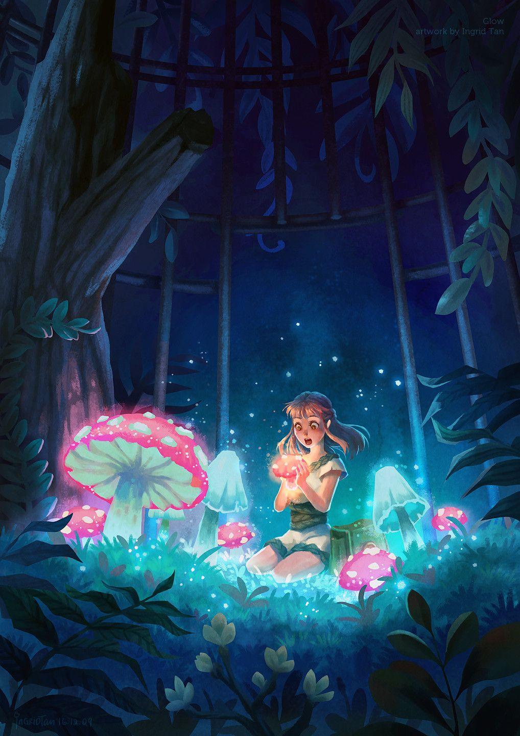 1018x1440 Mushroom Girl Wallpaper