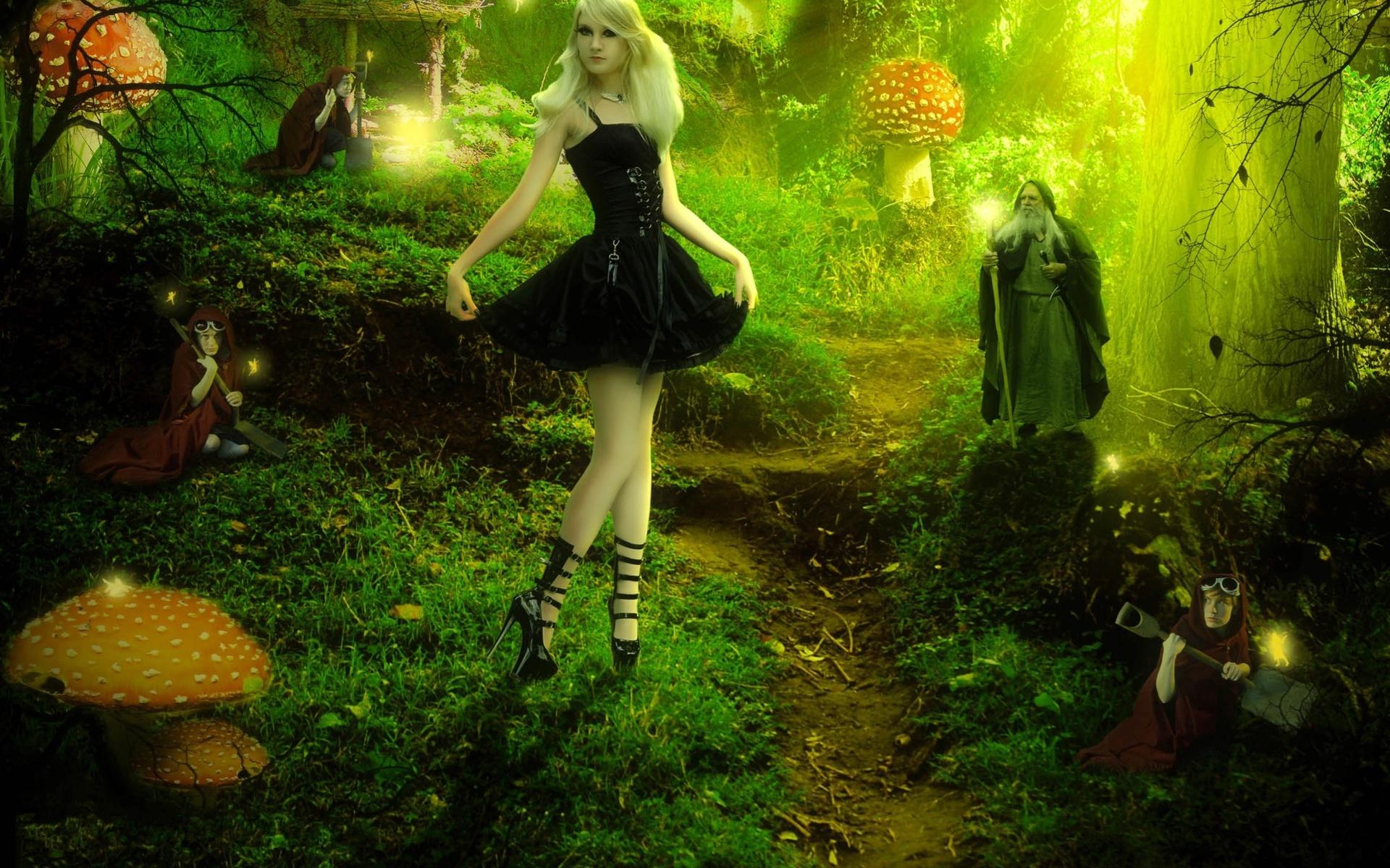 1920x1200 barbie, Fairy, Forest, Fantasy, Trees, Magical, Wizard, Mushroom, Women, Girl, Girls, Mood Wallpaper HD / Desktop and Mobile Background