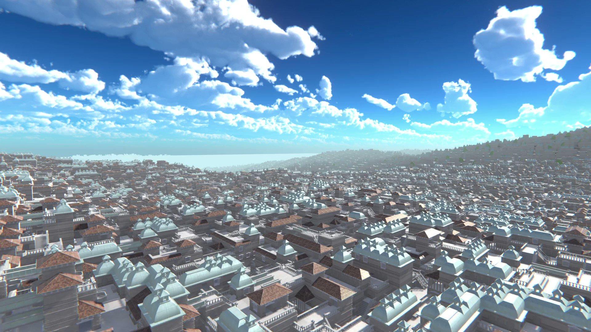 1920x1080 Marian WFC city generator, now with all the #procgen happening in Burst jobs. #gamedev