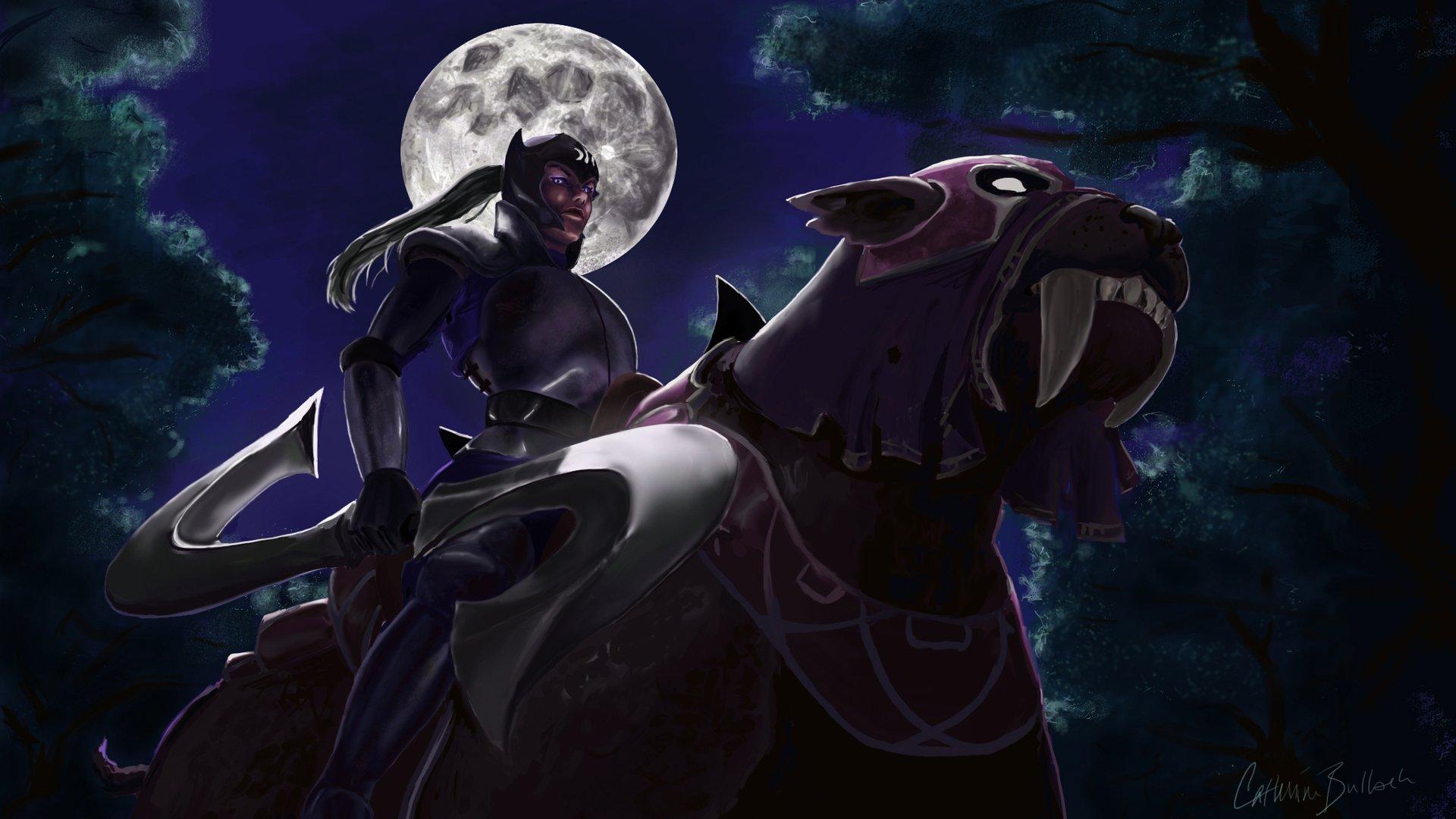 1920x1080 DOTA 2 Luna Warrior Magical animals Moon Games Fantasy wallpaperx1080