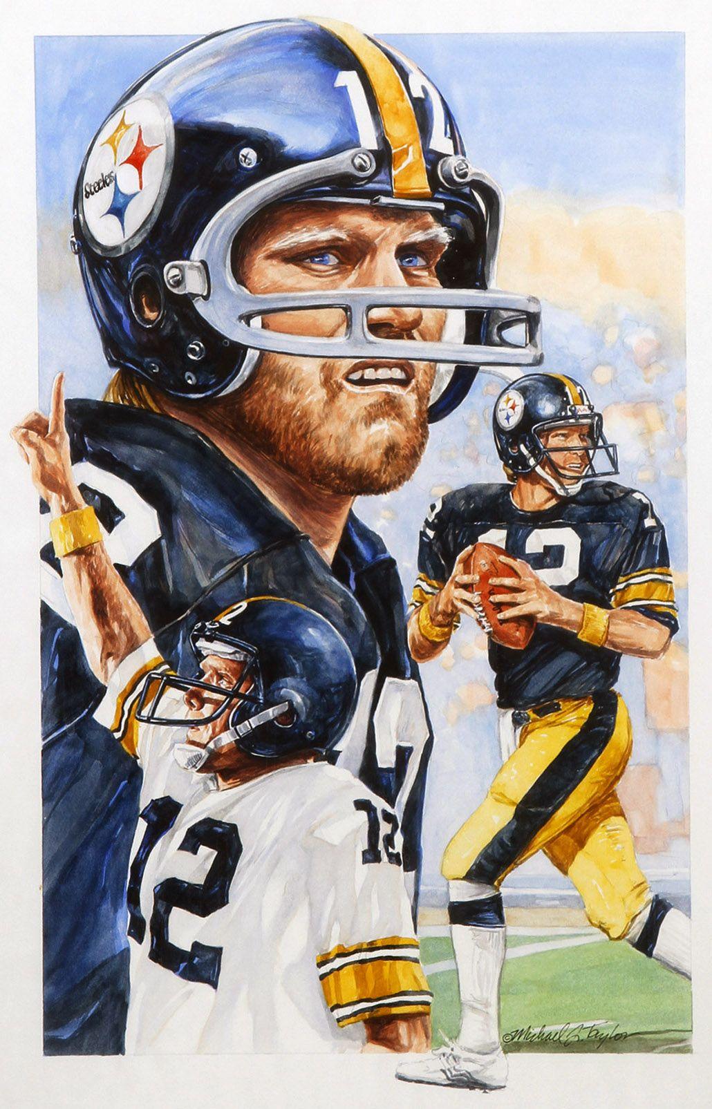 1030x1605 Terry Bradshaw Legends sports magazine cover artwork by Michael J. Taylor. Pittsburgh steelers football, Nfl football art, Steelers football