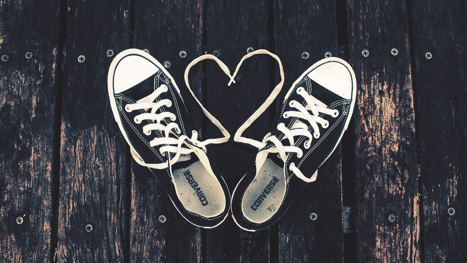 1920x1080 Desktop Wallpaper Converse Sneakers Heart Shape Shoelaces, HD Image, Picture, Background, 5esh H
