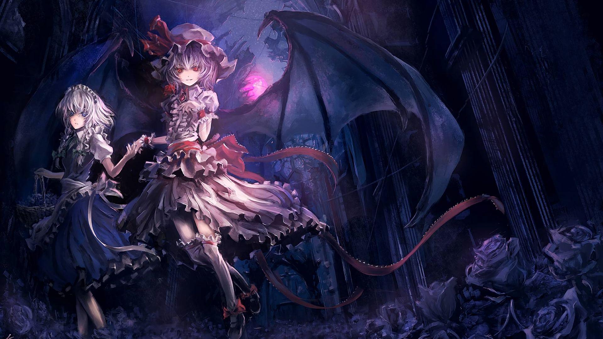 1920x1080 Desktop Wallpaper Remilia Scarlet, Sakuya Izayoi, Touhou, Anime Girls, Dark, HD Image, Picture, Background, Zil1fy
