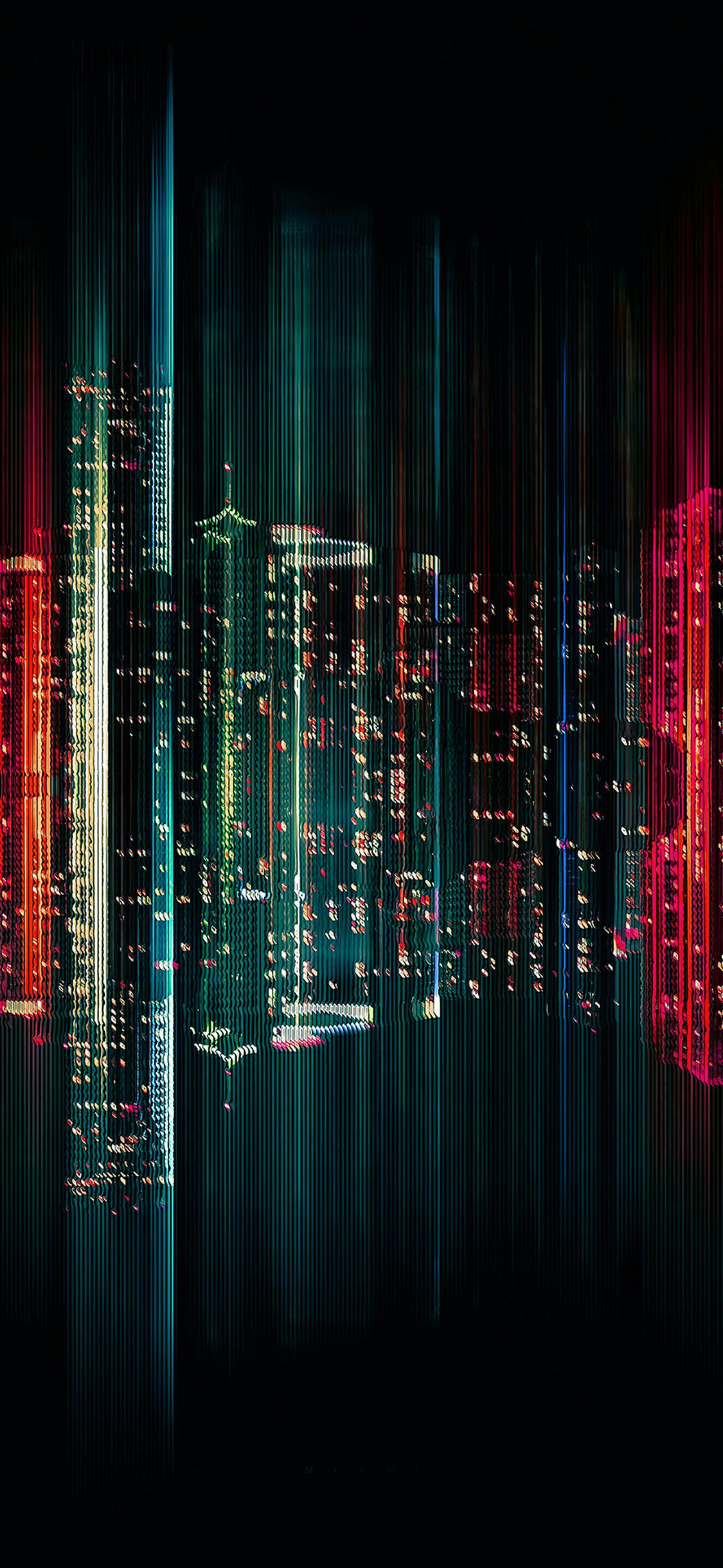 1125x2436 iPhone X wallpaper. miami dark city illustration art