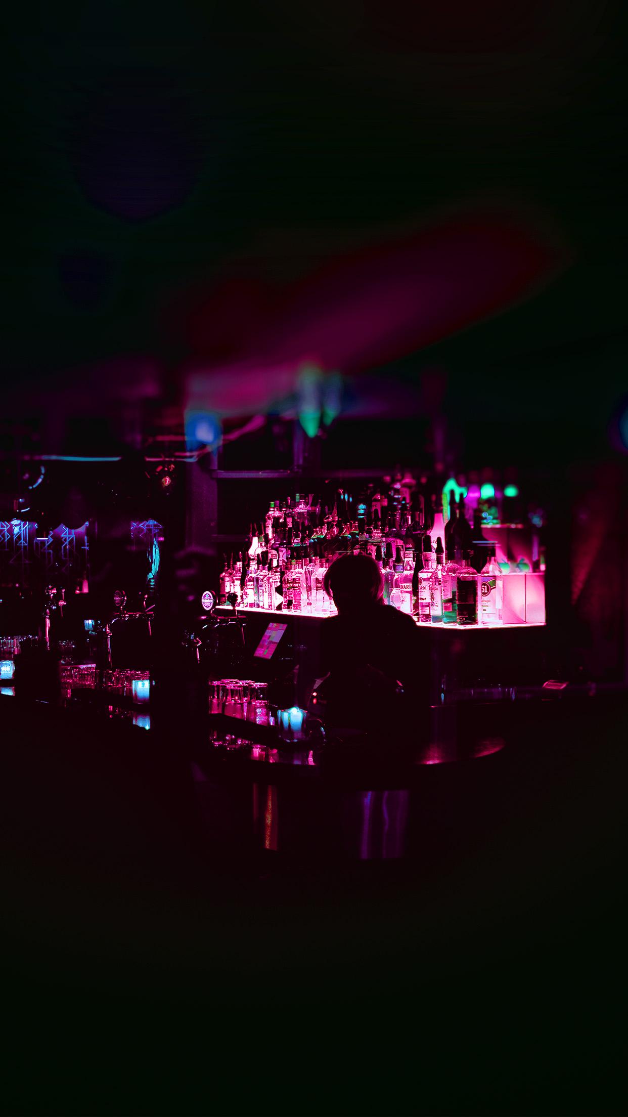 1242x2208 iPhone 6 wallpaper. night cafe bar dark city art illustration red