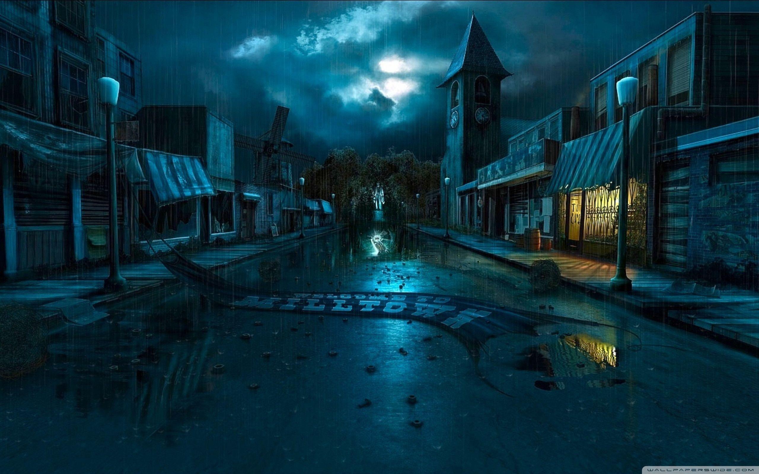 2560x1600 Dark City Street Background