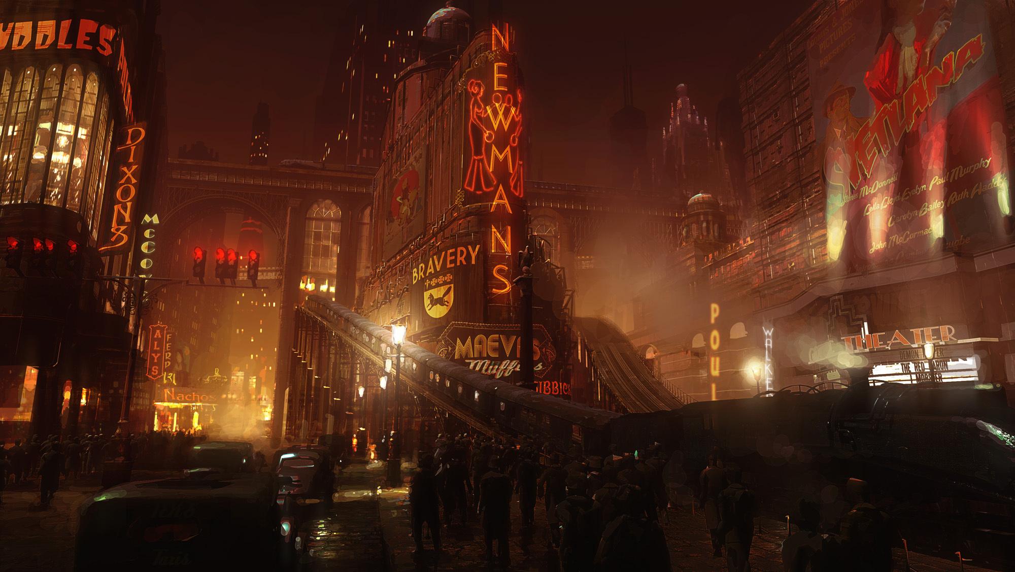 2000x1127 art, New, York, City, People, Night, Metro, Cities, Building, Buildings, Night, Lights, Dark Wallpaper HD / Desktop and Mobile Background