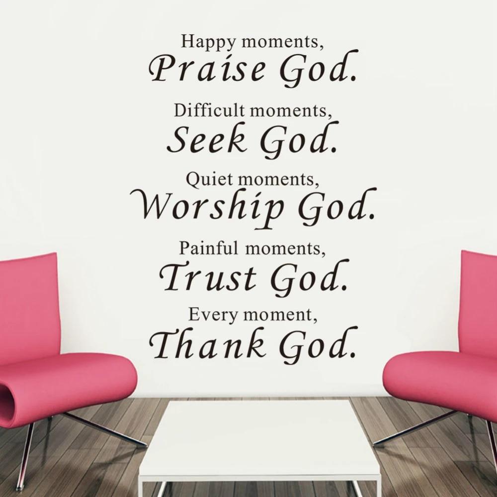 1000x1000 Bible Wall Stickers Home Decor Praise Seek Worship Trust Thank God Quotes Christian Bless Proverbs Pvc Decals Living Room Mural