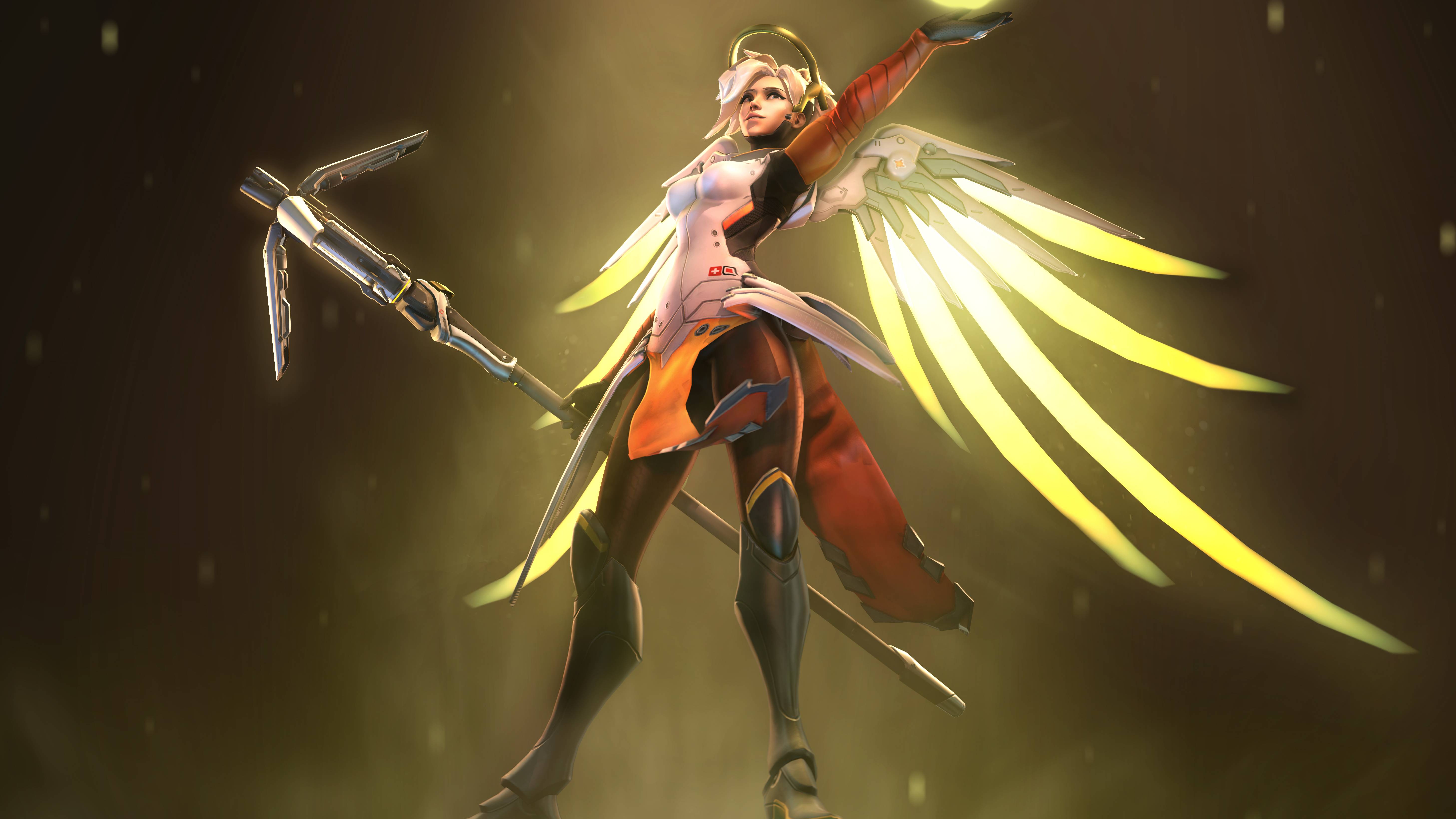 5831x3280 Mercy Guardian Angel Overwatch 5K Wallpaper