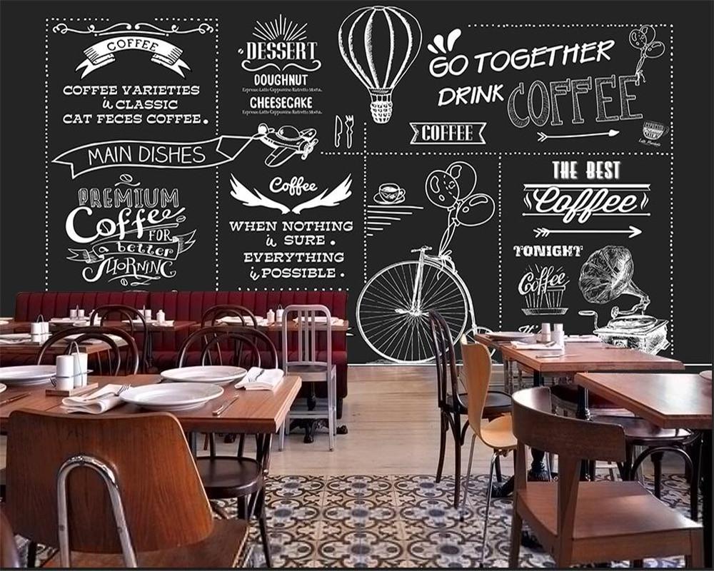 1000x800 Customized Personality 3D Wallpaper Hand Painted Blackboard Coffee Coffee Shop Western Restaurant Background Wall 3D Wallpaper