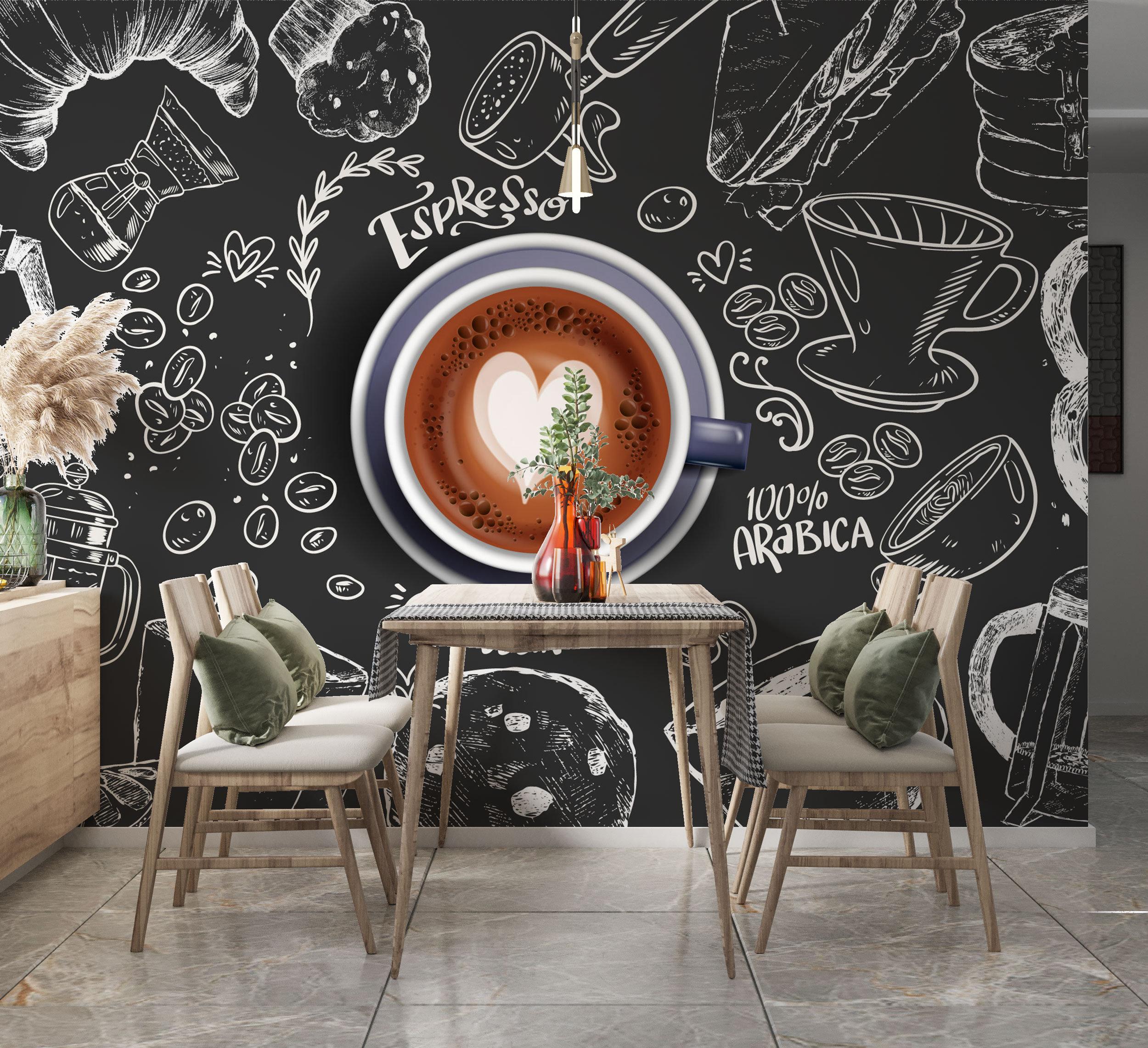 2500x2282 Customizable Cafe Wallpaper Coffee Themed Wall Mural