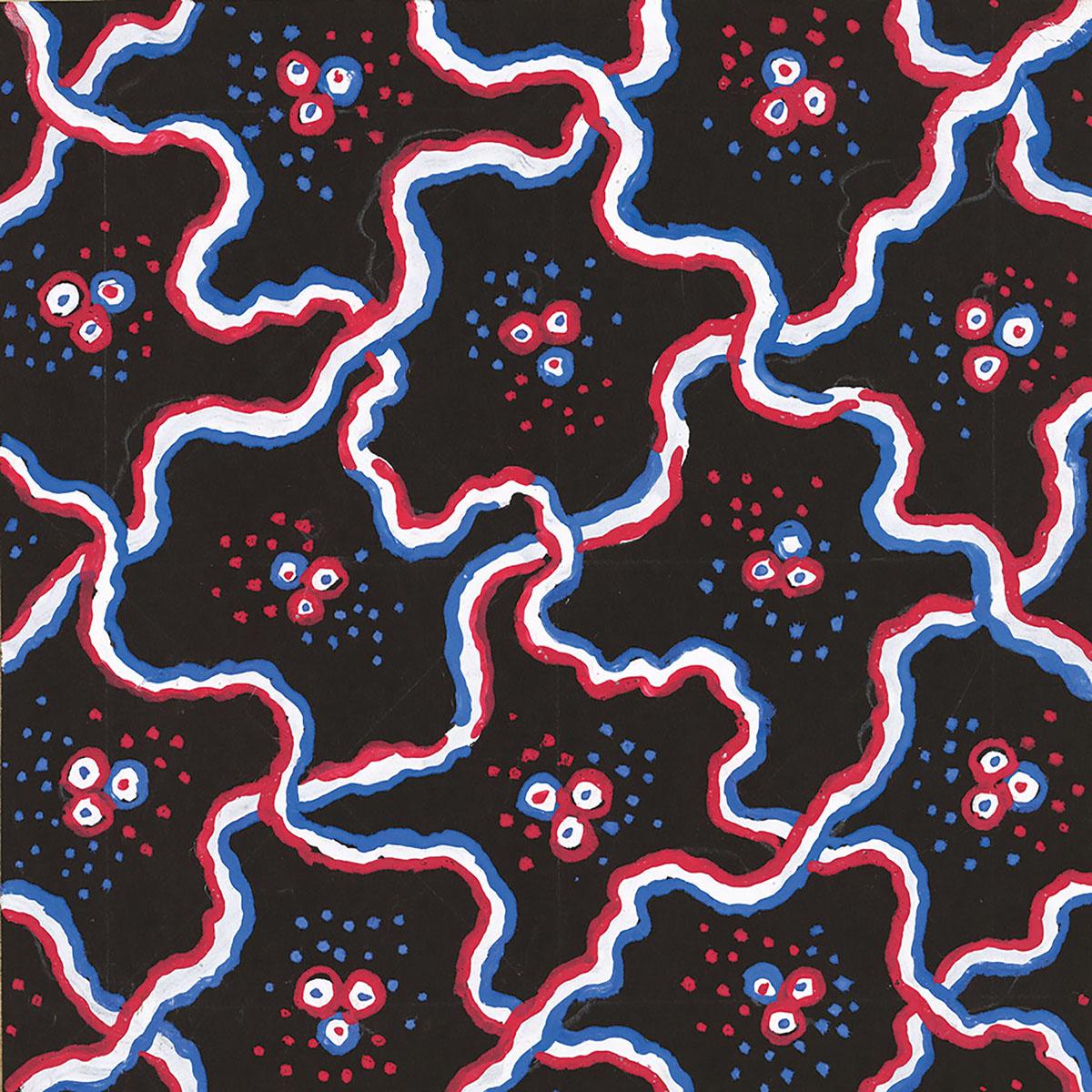 1200x1200 Wallpaper and Fabric Tricolor patterns on a black background by René Crevel