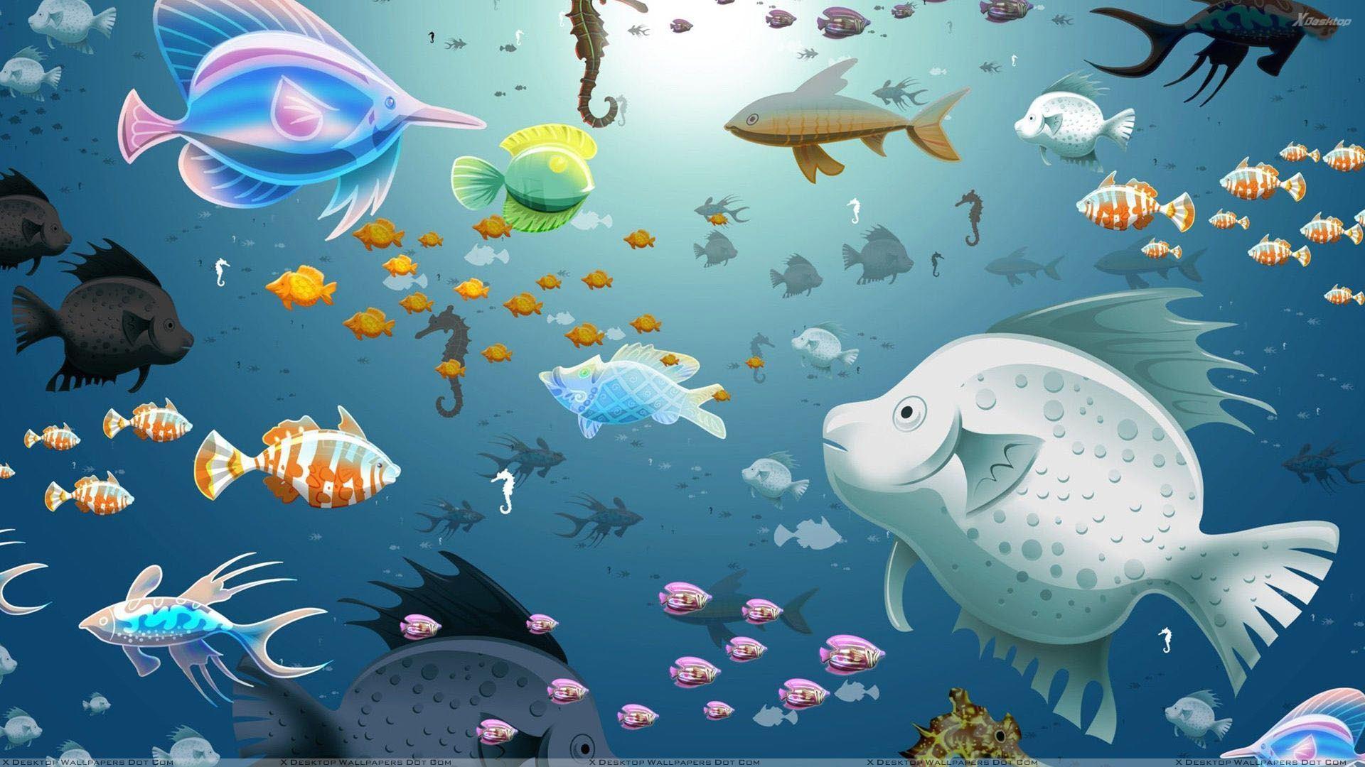 1920x1080 Artistic Colorful Fish In Water Wallpaper