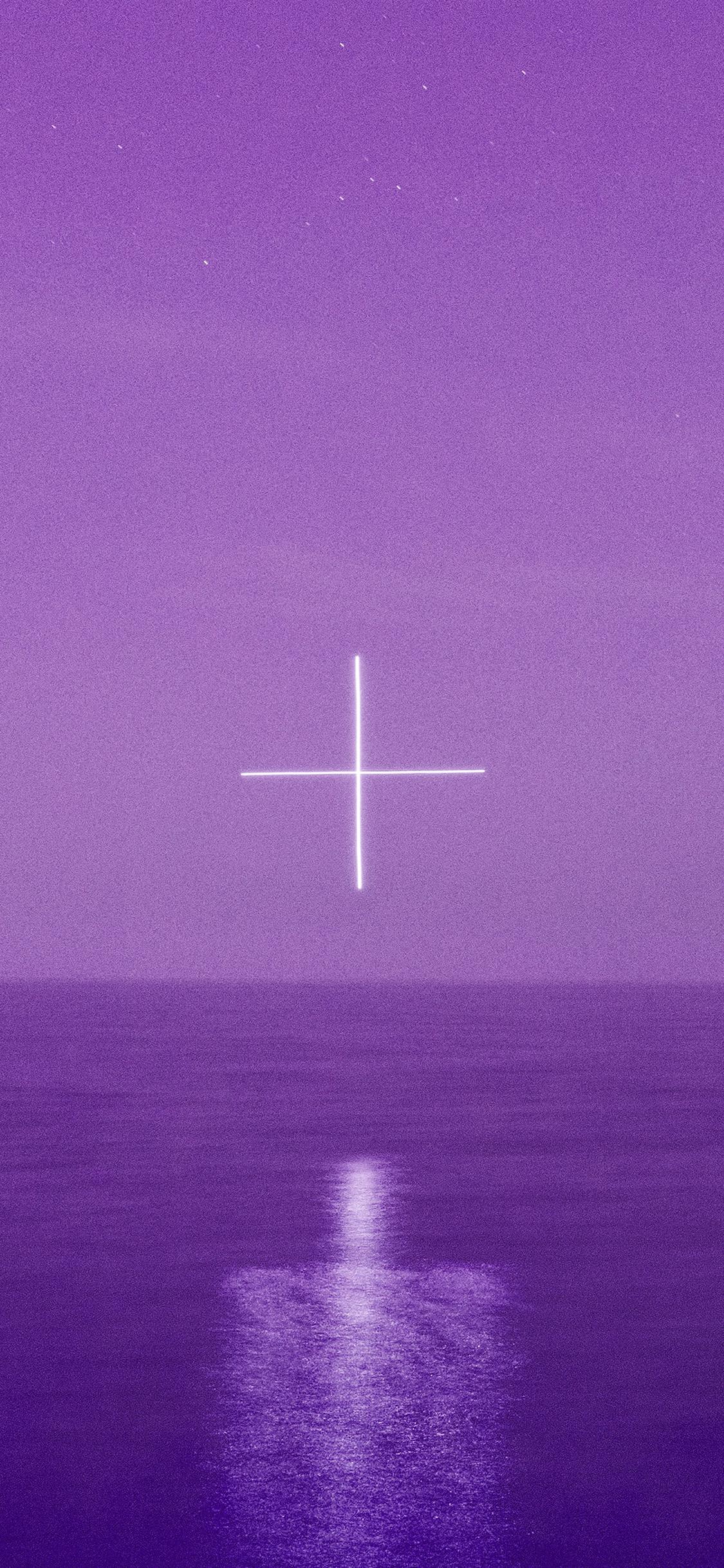 1125x2436 sea sky center purple art