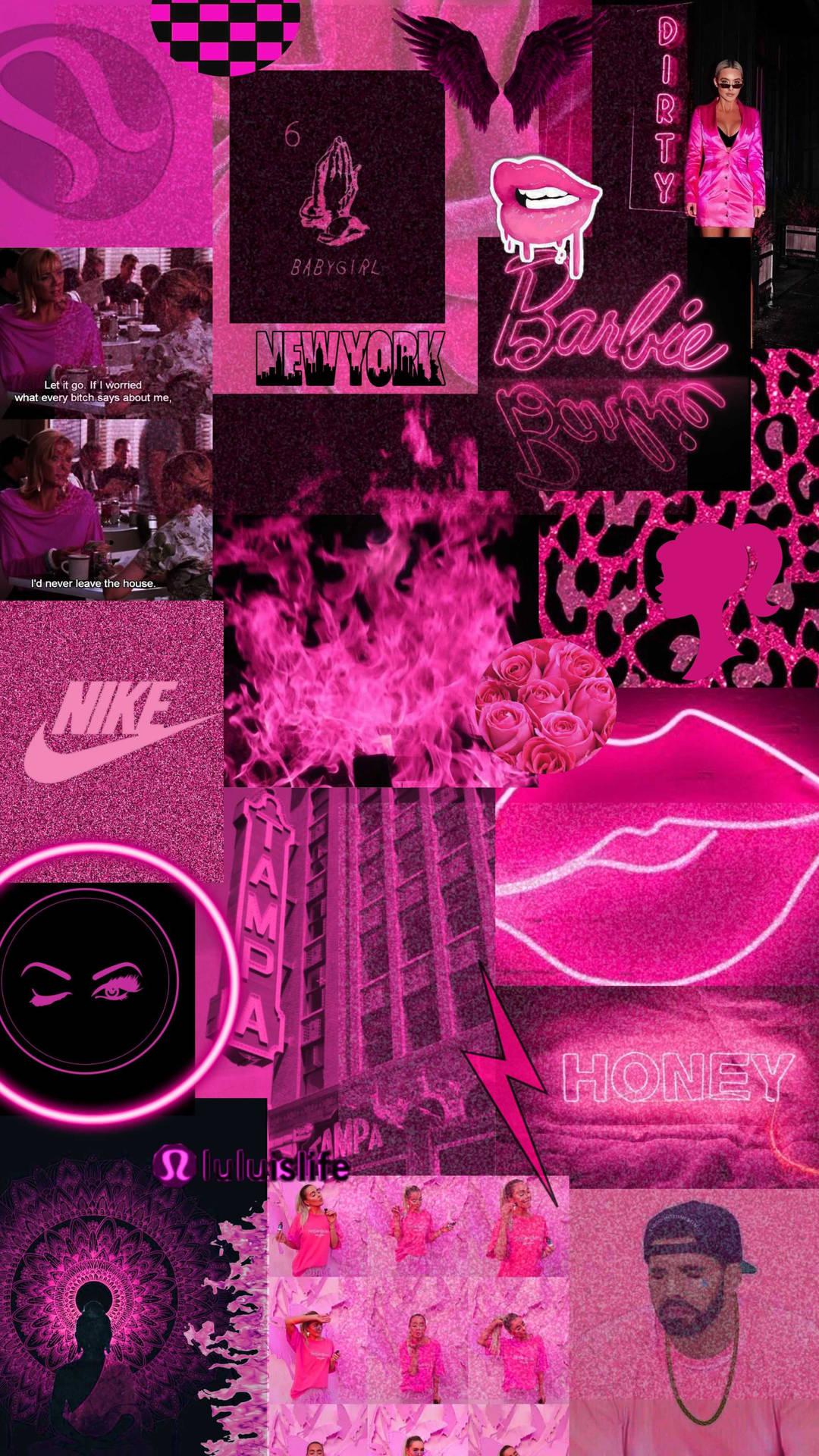 1080x1920 Download Neon Pink Aesthetic Collage Art Wallpaper