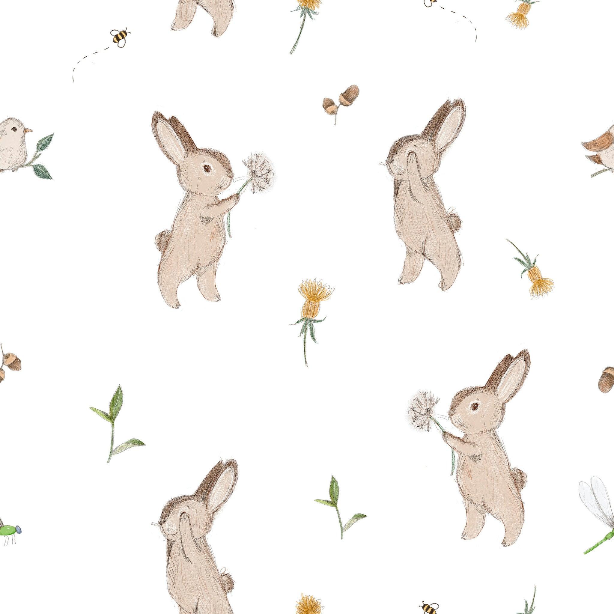 2048x2048 Nursery Bunny, Peel and Stick, Fabric Wallpaper