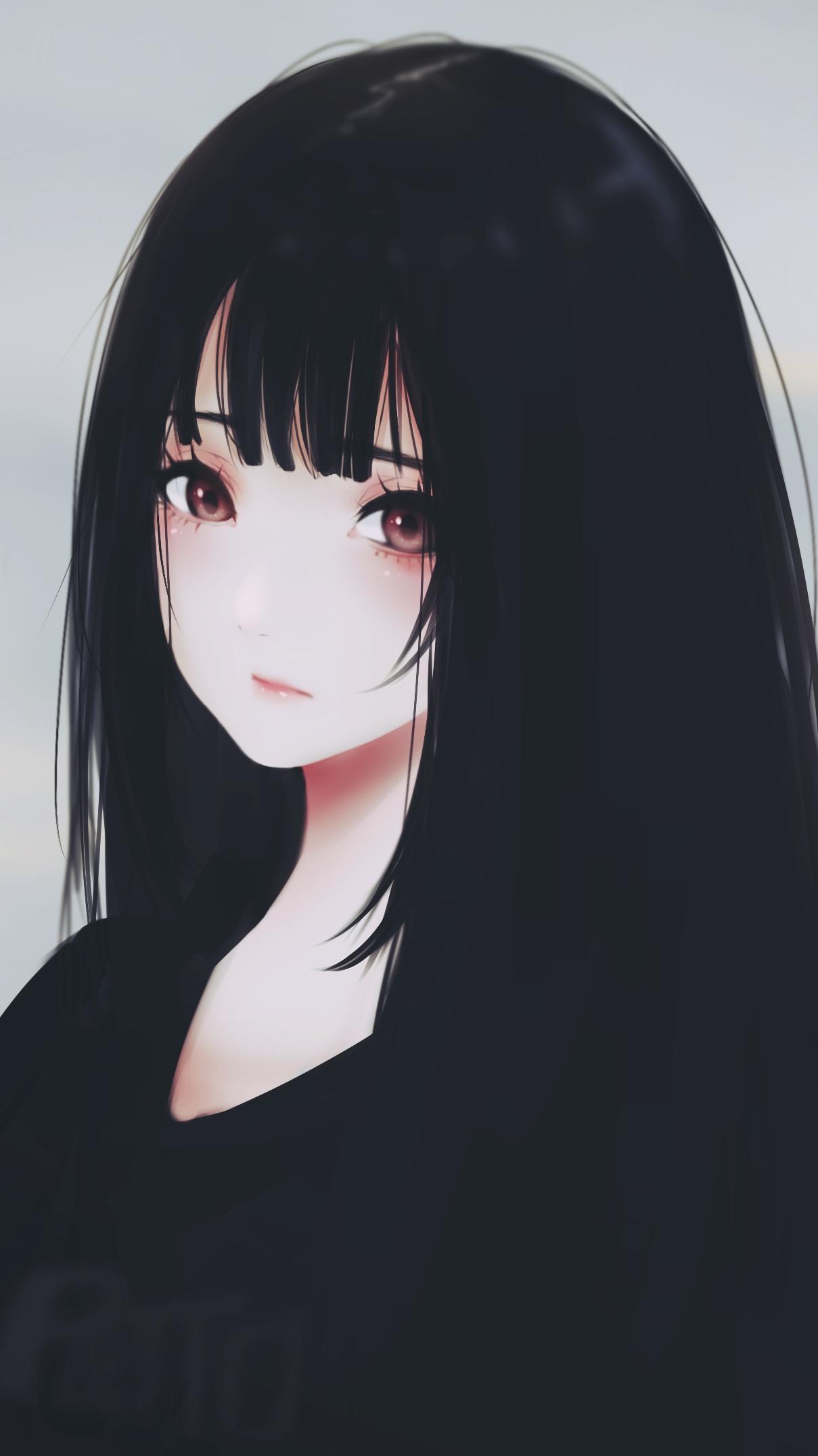 1209x2151 Dark Hair Anime Girl IPhone Wallpaper Wallpaper : iPhone Wallpaper