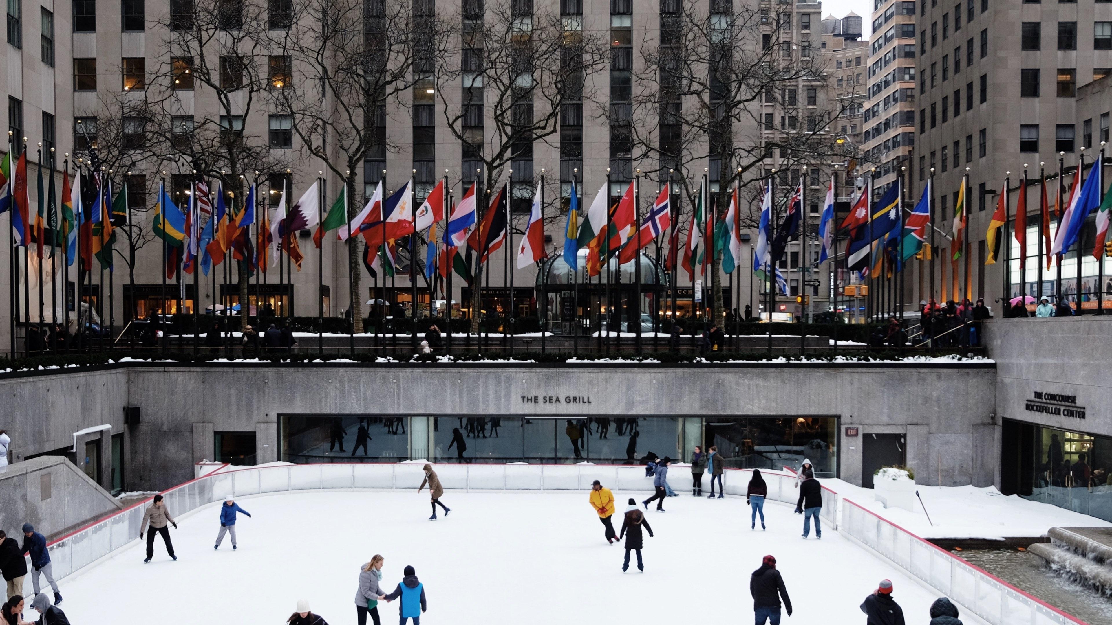 3840x2160 Wallpaper / ice skating in rockefeller center 4k wallpaper free download