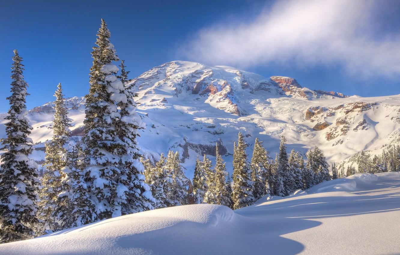 1332x850 Wallpaper snow, mountains, Winter image for desktop, section пейзажи