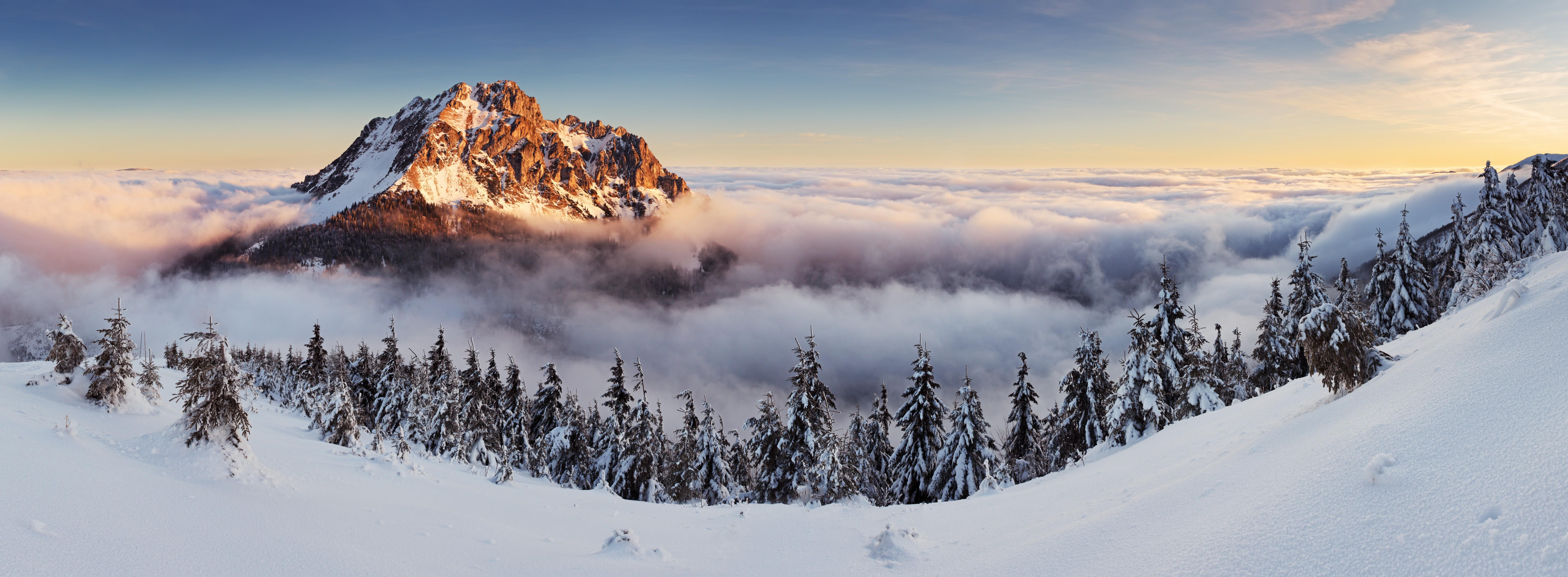8250x3034 winter, Trees, Landscape, Mountain Wallpaper HD / Desktop and Mobile Background