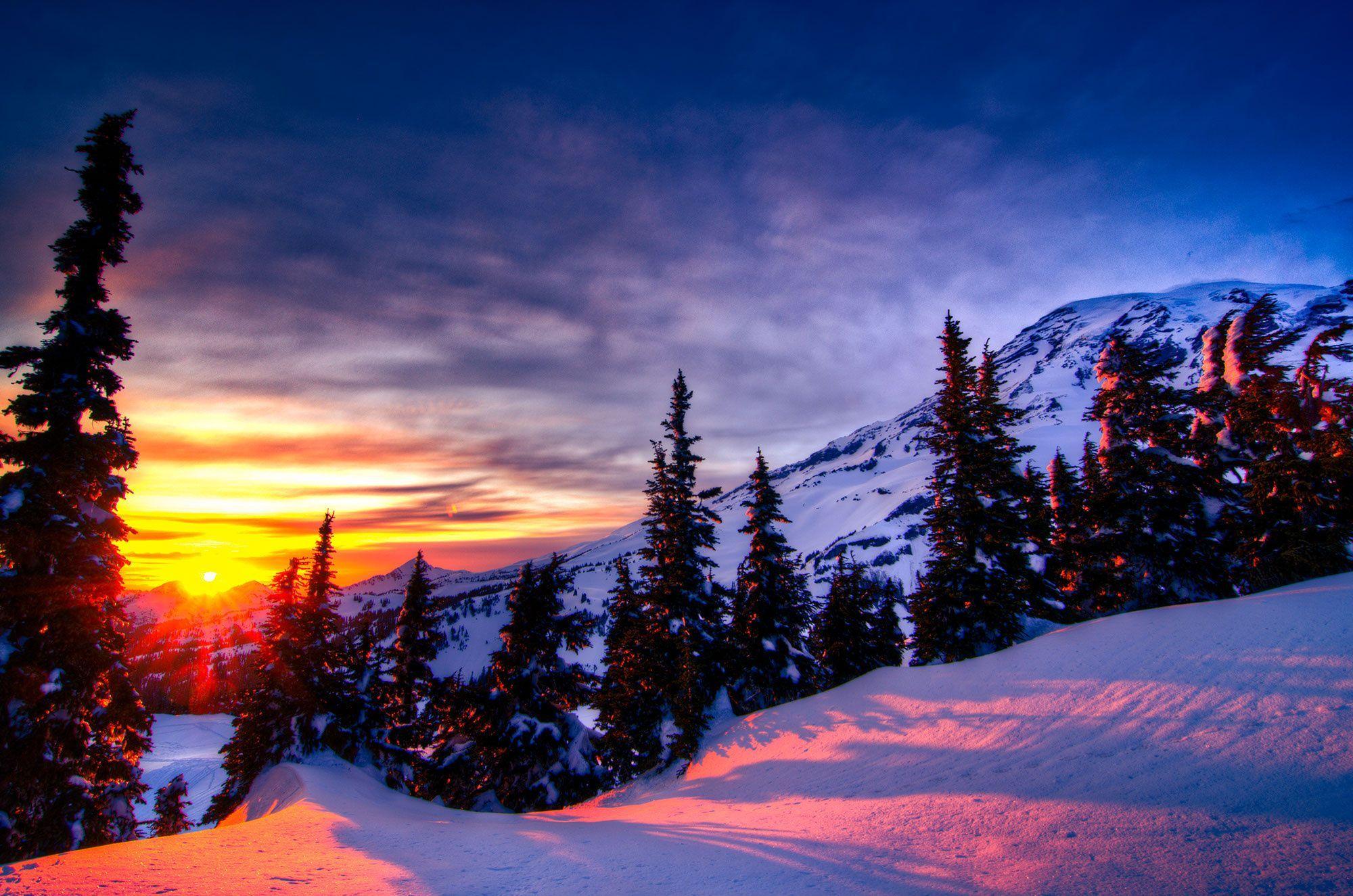 2000x1325 Winter Mountains Wallpaper and Background 4K, HD, Dual Screen