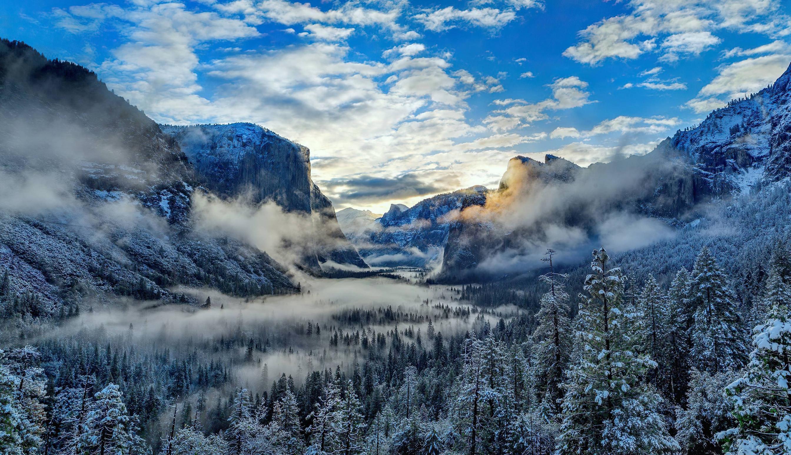 2688x1546 Fog And Clouds Over Snowy Winter Mountain 4k, HD Nature, 4k Wallpaper, Image, Background, Photo and Picture