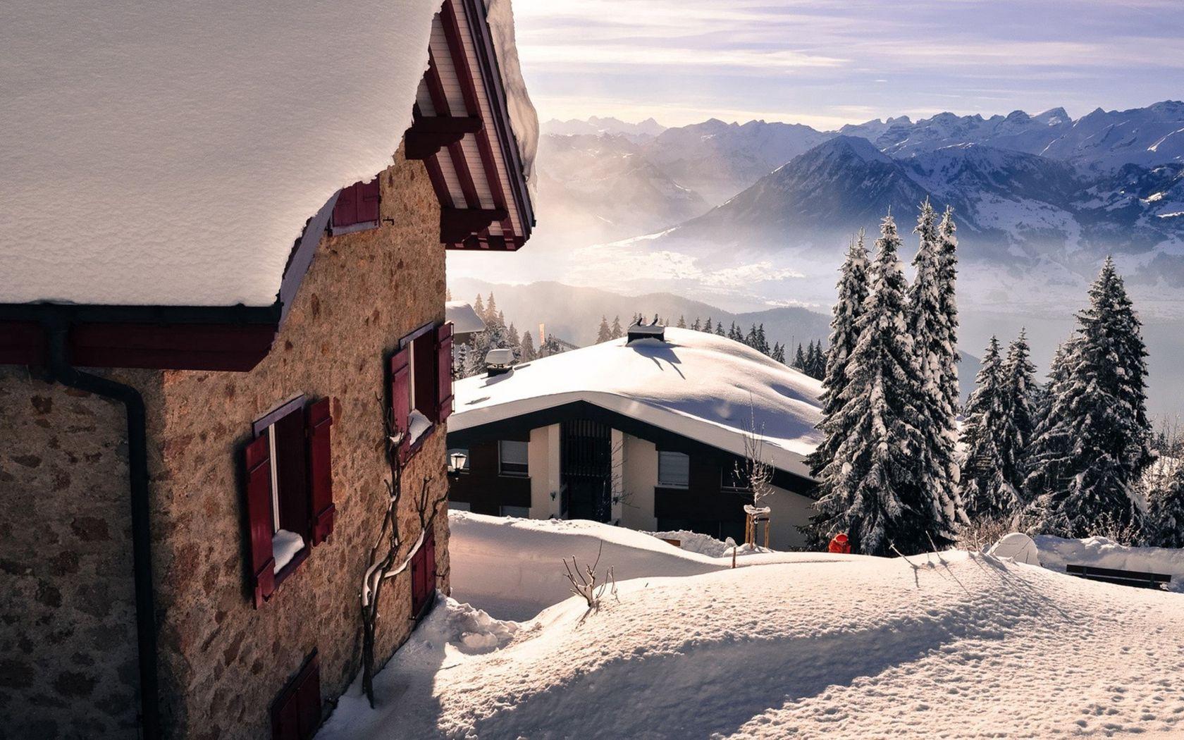 1680x1050 Download wallpaper 1680x1050 snow, mountains, winter, landscape widescreen 16:10 HD background