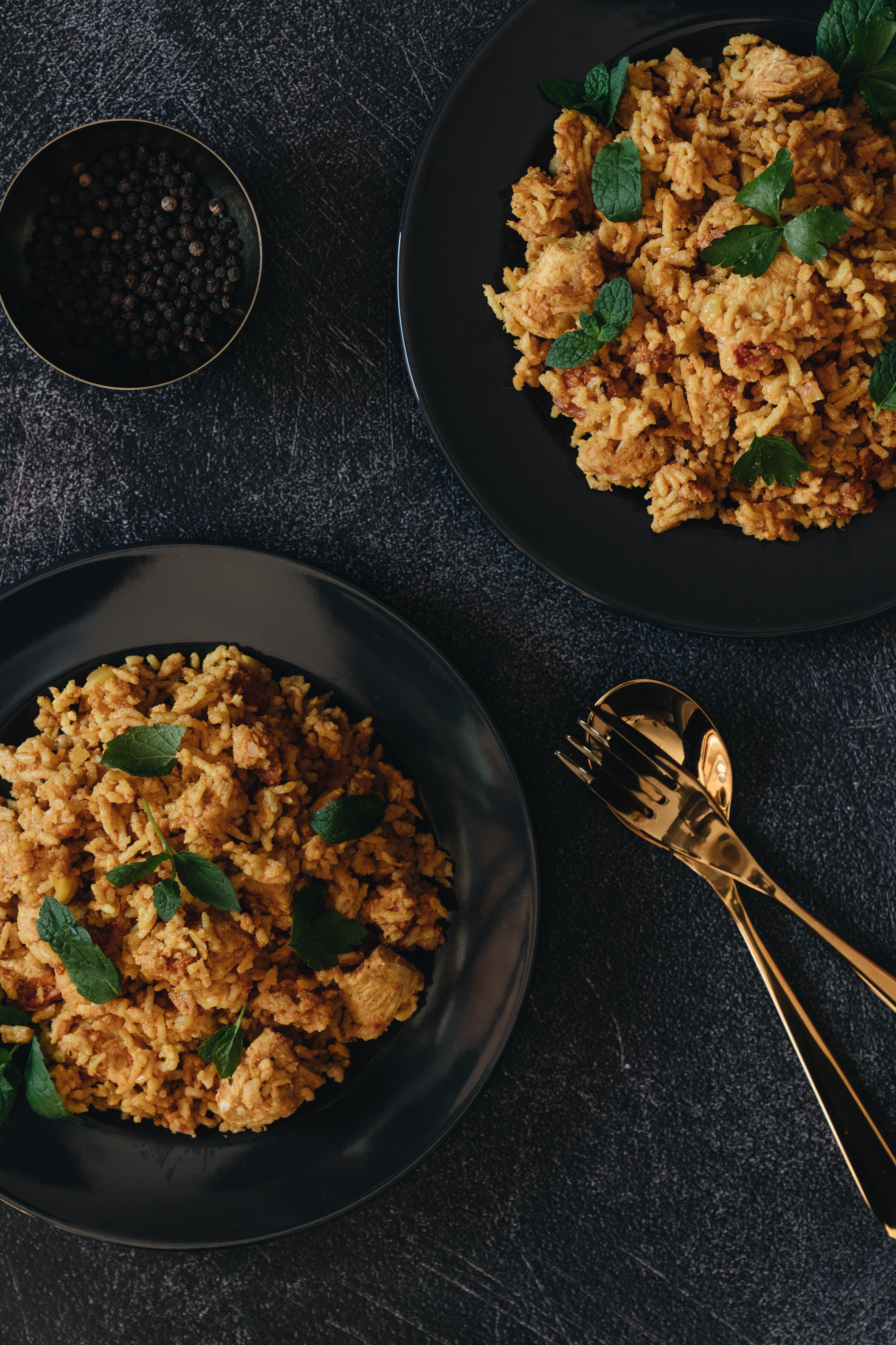 4000x6000 Black Plates with Chicken Biryani · Free