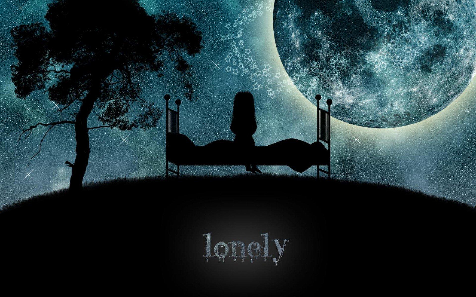 Lonely moon. Луна одиночество. Одиночество на фоне Луны. Ночь Луна сад. Луна арт одиночество.