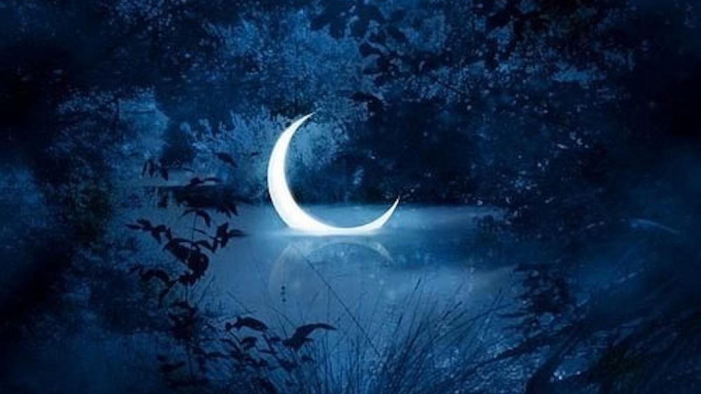 1366x768 Dark Blue Moon Wallpaper
