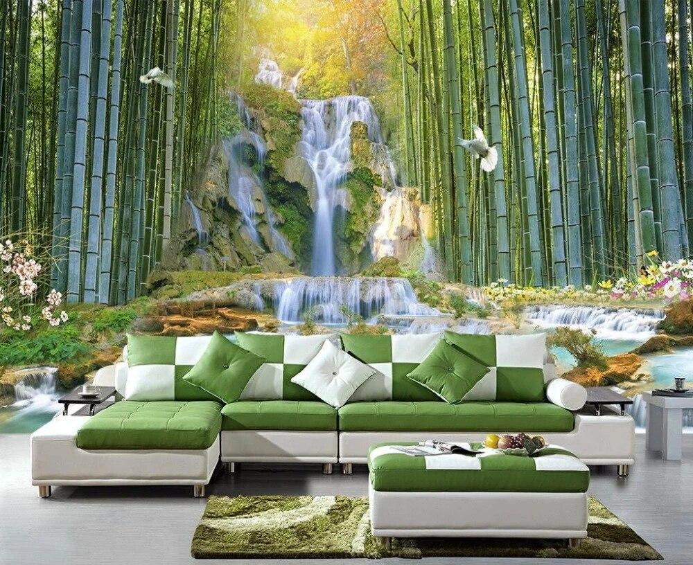 1000x816 Customize 3D Wallpaper Bamboo Waterfall Water 3D Background Wallpaper For Bed Room Landscape Decorative Paintings