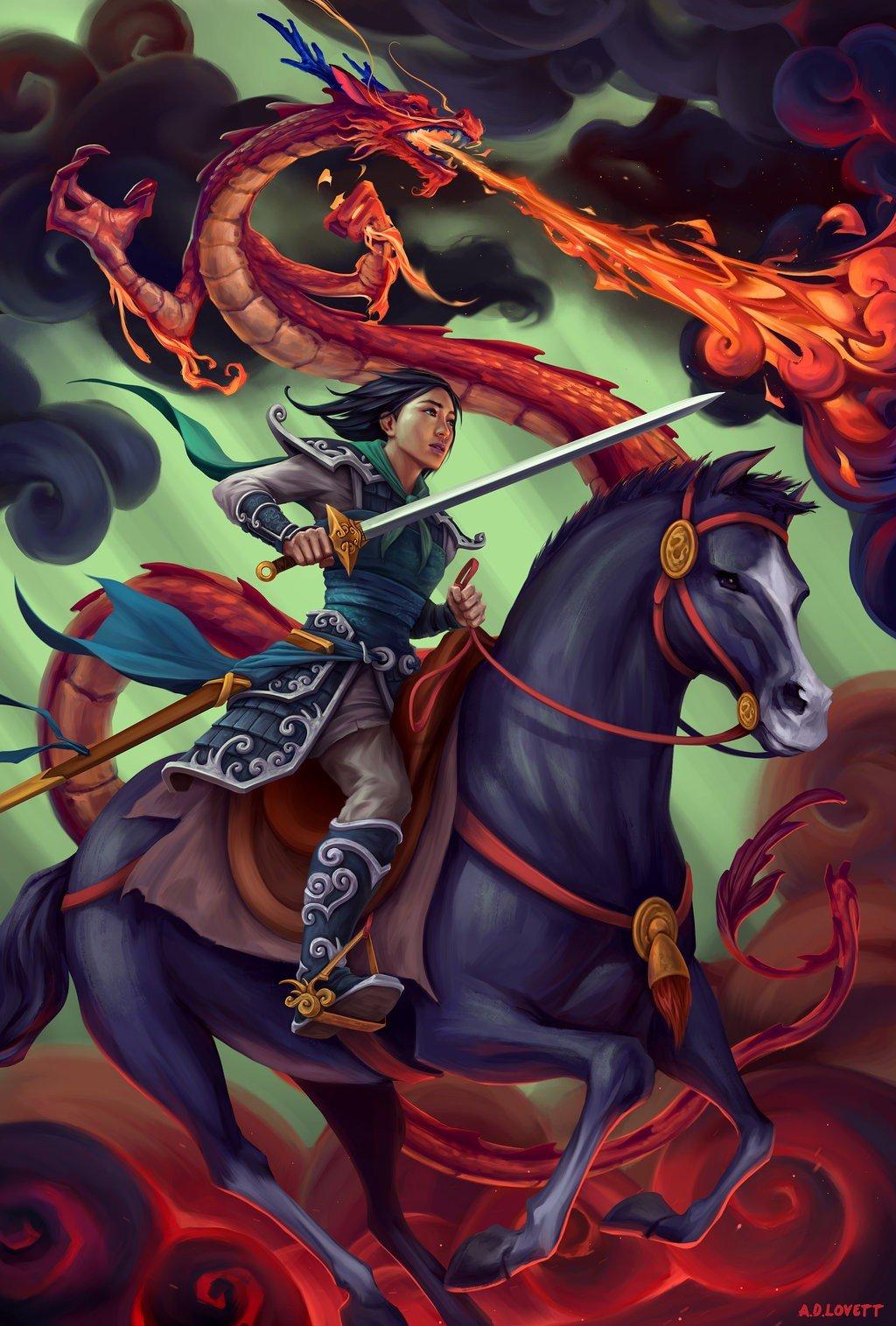 1024x1515 Mulan, Dragon, Sword, Horse Wallpaper HD / Desktop and Mobile Background