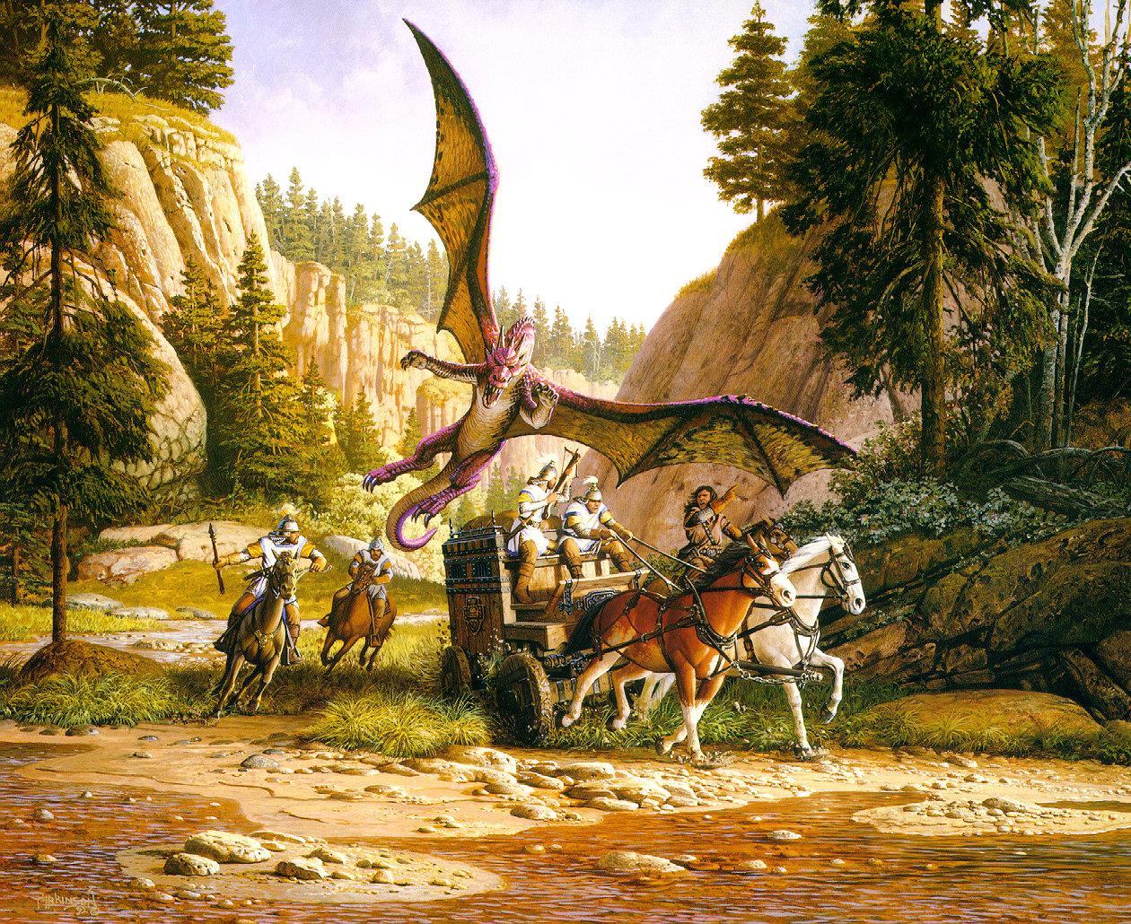 1260x1030 Photo Horses dragon Keith Parkinson Fantasy