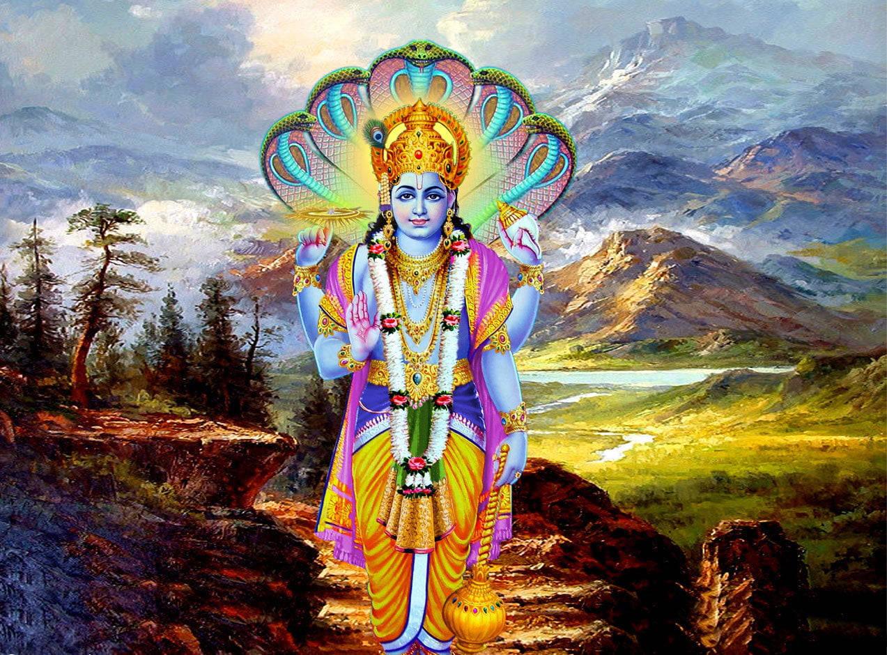 1273x940 Download Lord Vishnu In Krishna Avatar Incarnation Wallpaper