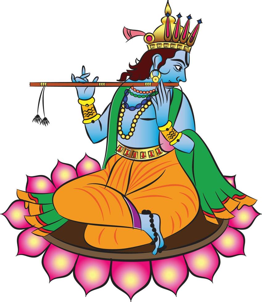 850x980 Lord Krishna and Lord Rama the Hindu gods, and their Sevika or servants playing the flute. sitting on a lotus. for textile printing, logo, wallpaper