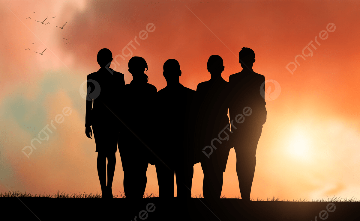 1200x738 Sunset Teamwork Group Portrait Silhouette Background, Hong Kong, Victoria Harbour, Sunset Background Image for Free Download