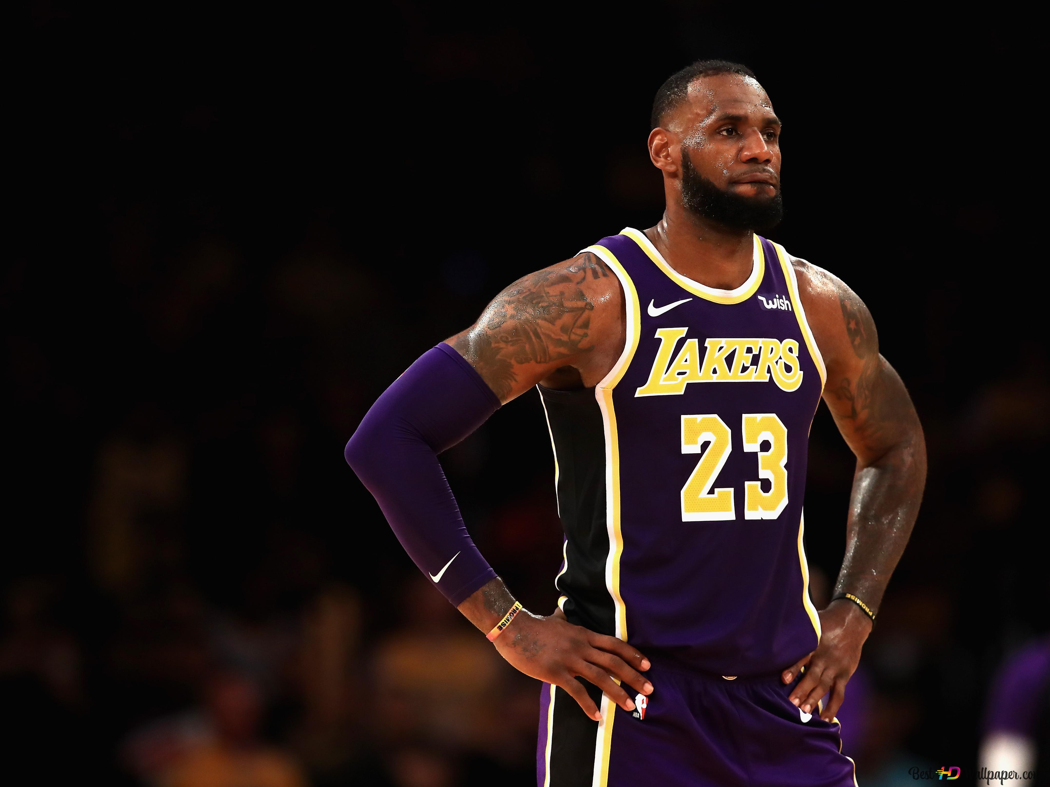 4096x3072 Lebron james in purple los angeles lakers jersey 4K wallpaper download