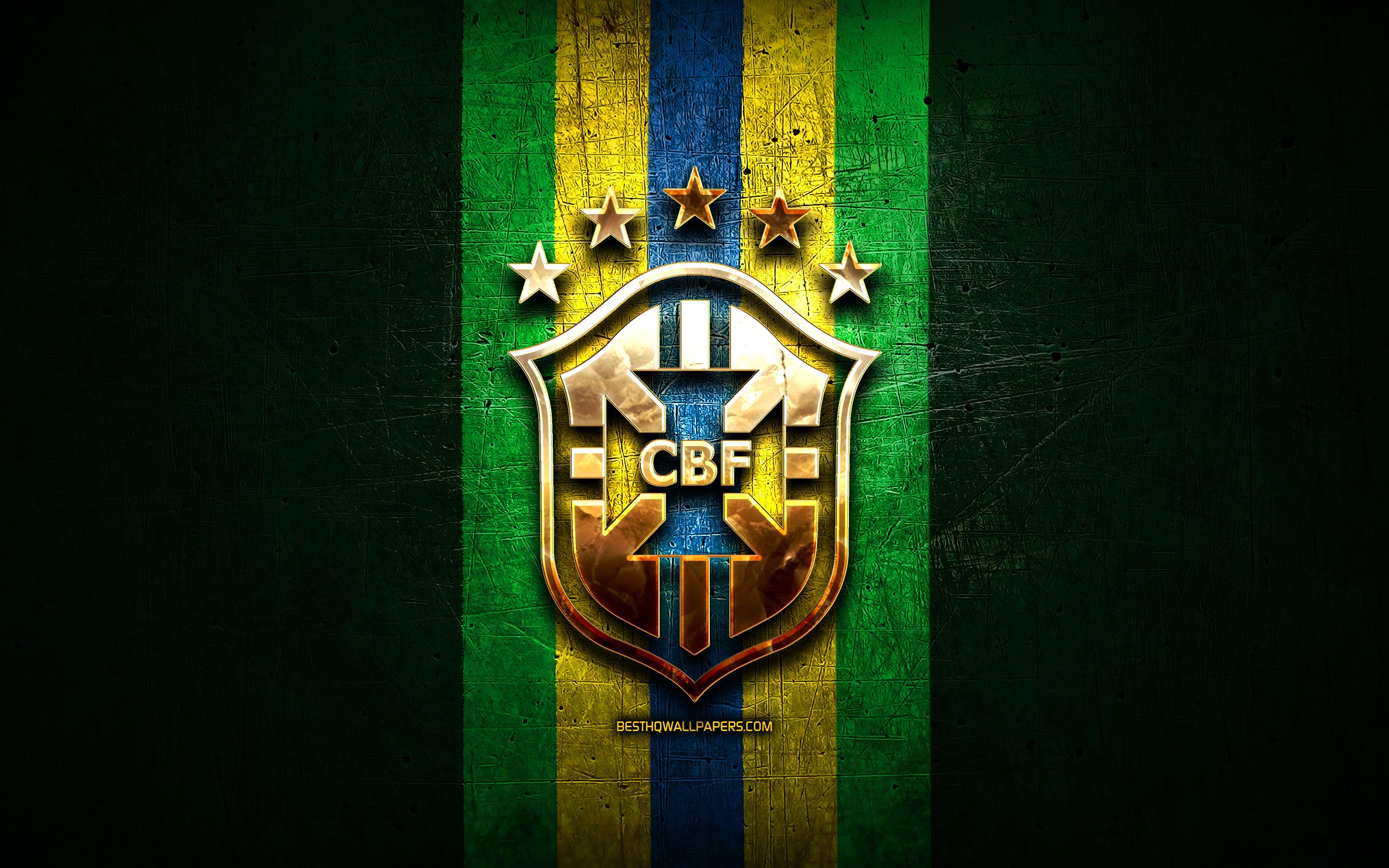 2880x1800 Download wallpaper Brazil National Football Team, golden logo, South America, Conmebol, green metal background, Brazilian football team, soccer, CBF logo, football, Brazil for desktop with resolution 1024x1024. High Quality HD picture wallpaper