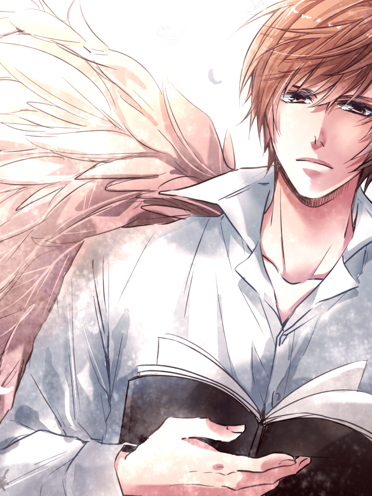 768x1024 Download 768x1024 Yagami Light, Death Note, Wings, Anime Boy