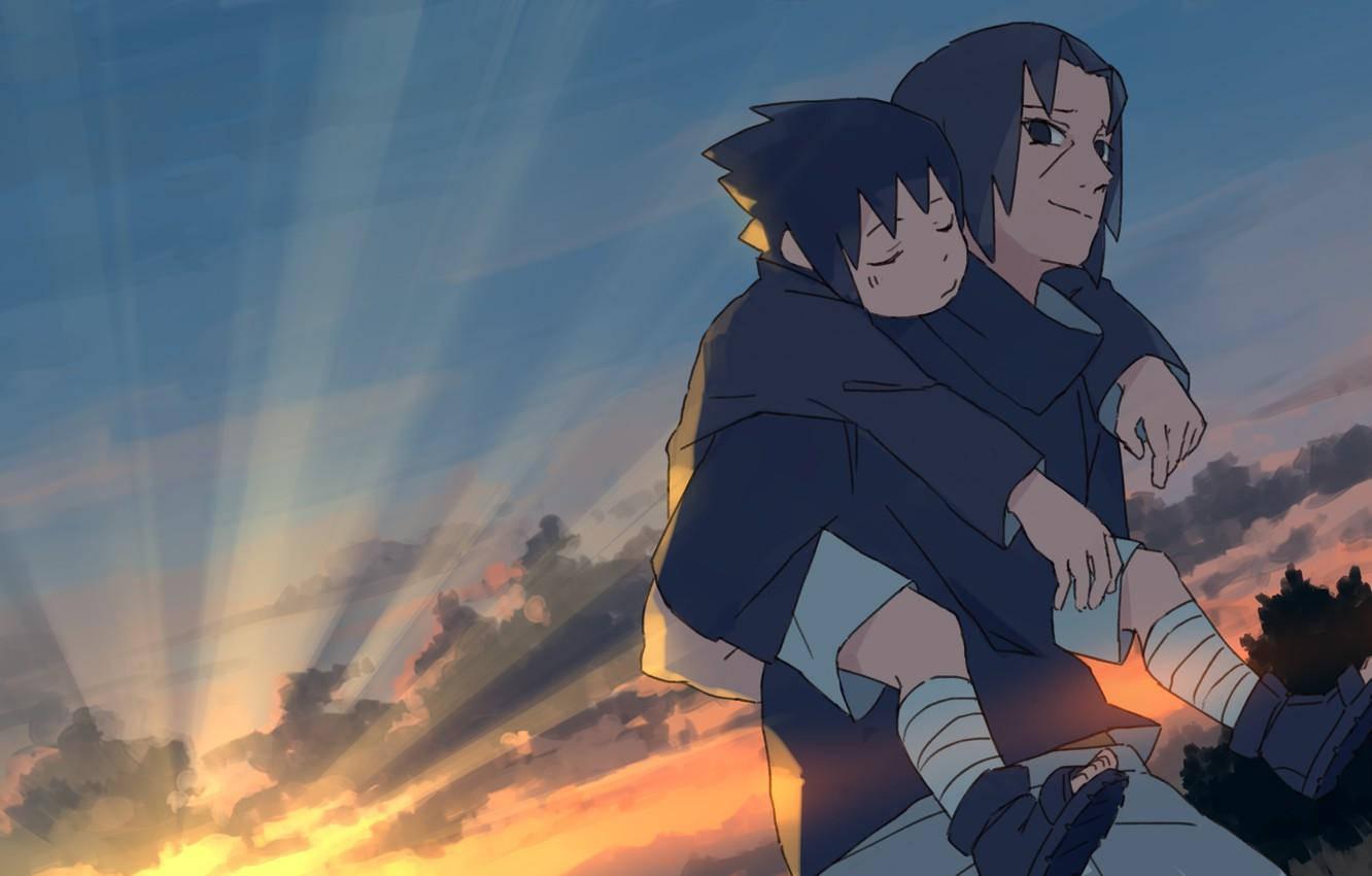 1332x850 Download Itachi Uchiha Carrying Sasuke Wallpaper