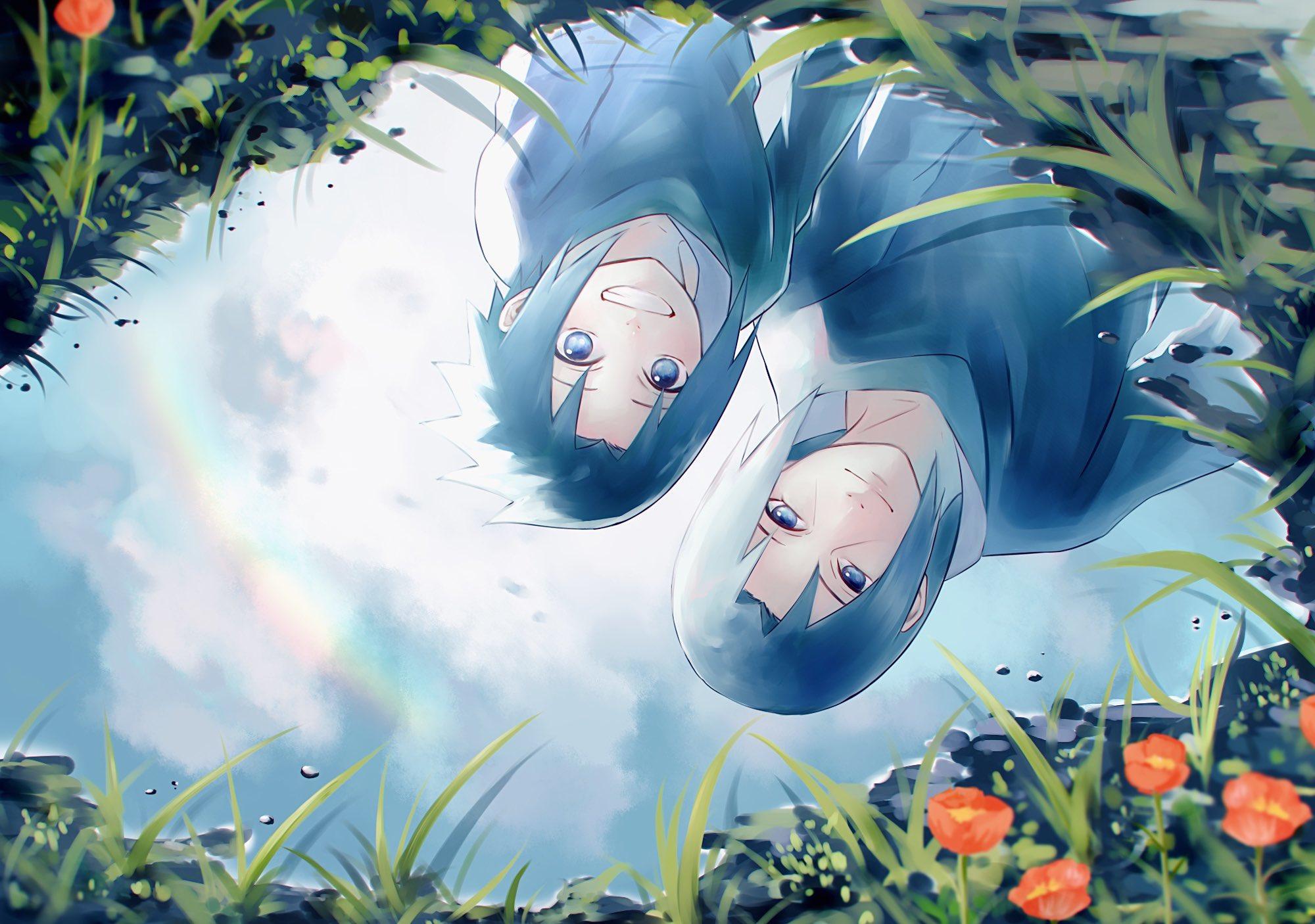 2000x1406 Itachi Uchiha HD, Sasuke Uchiha, Black Hair, Rainbow, Smile, Reflection, Itachi Uchiha, Water Gallery HD Wallpaper