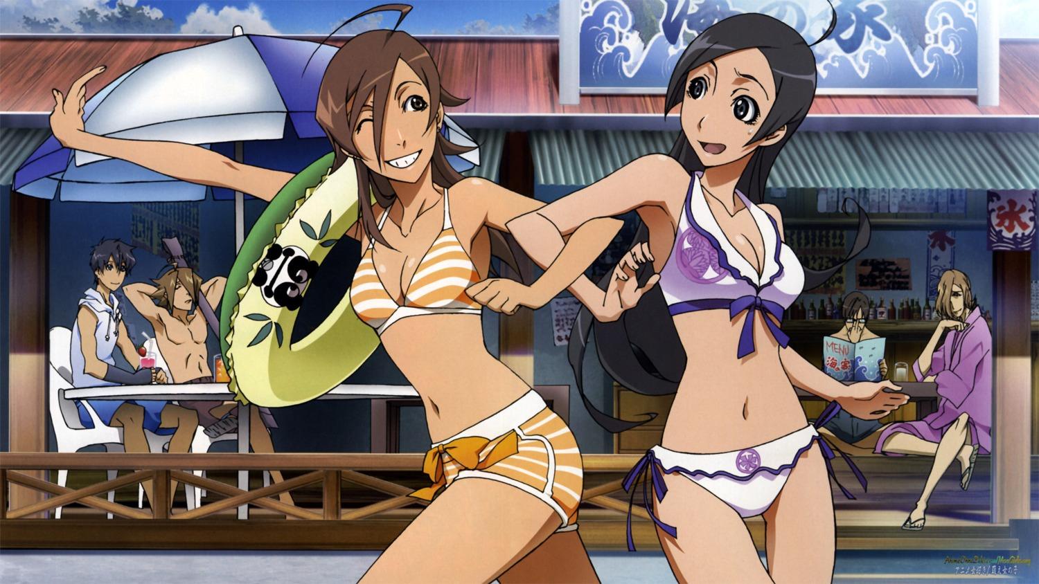 1500x844 tokyo majin gakuen kenpuchou tou hiyuu tatsuma houraiji kyouichi misato aoi sakurai komaki bikini cleavage megane swimsuits wallpaper