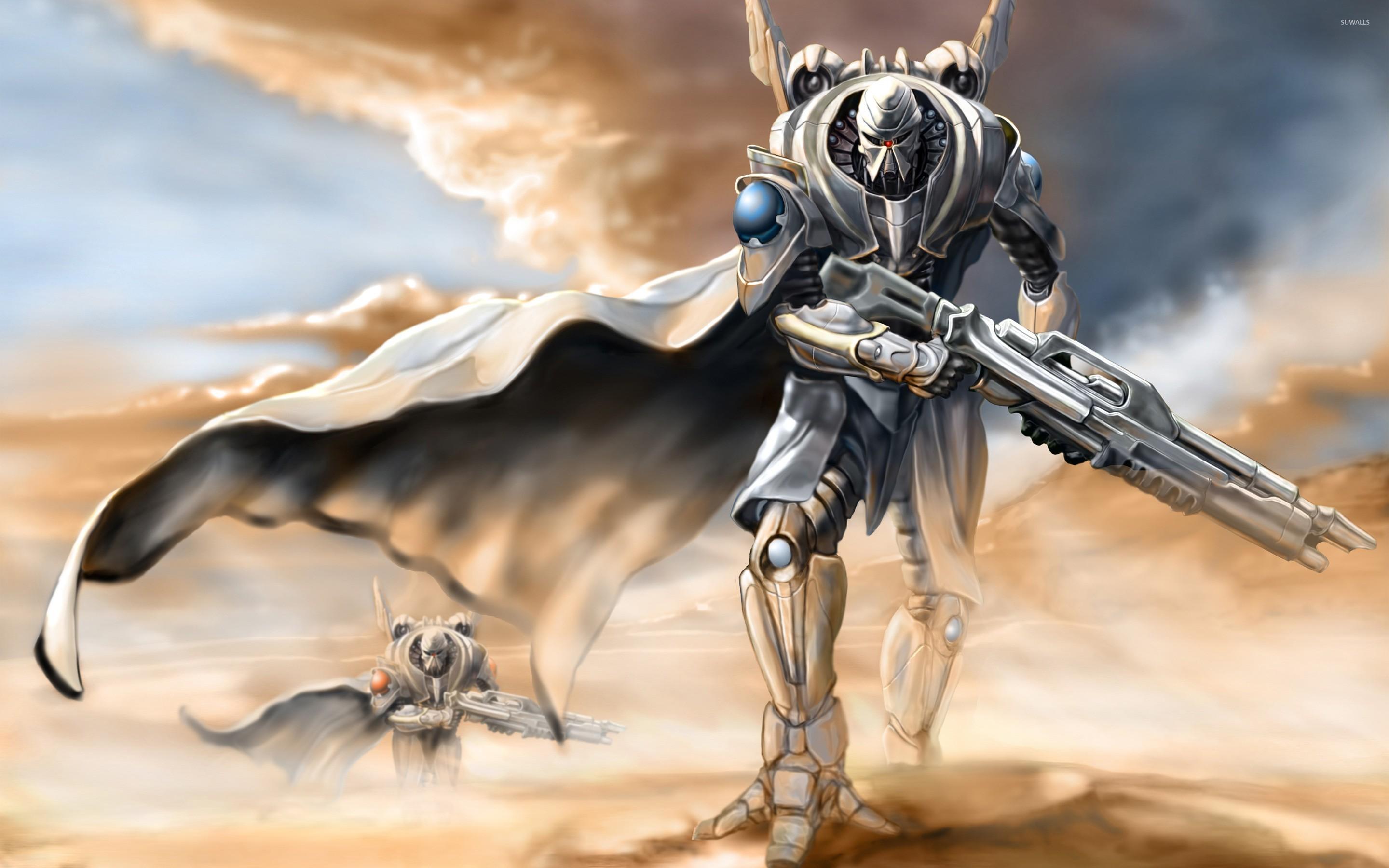 2880x1800 Robot soldiers in the desert wallpaper wallpaper